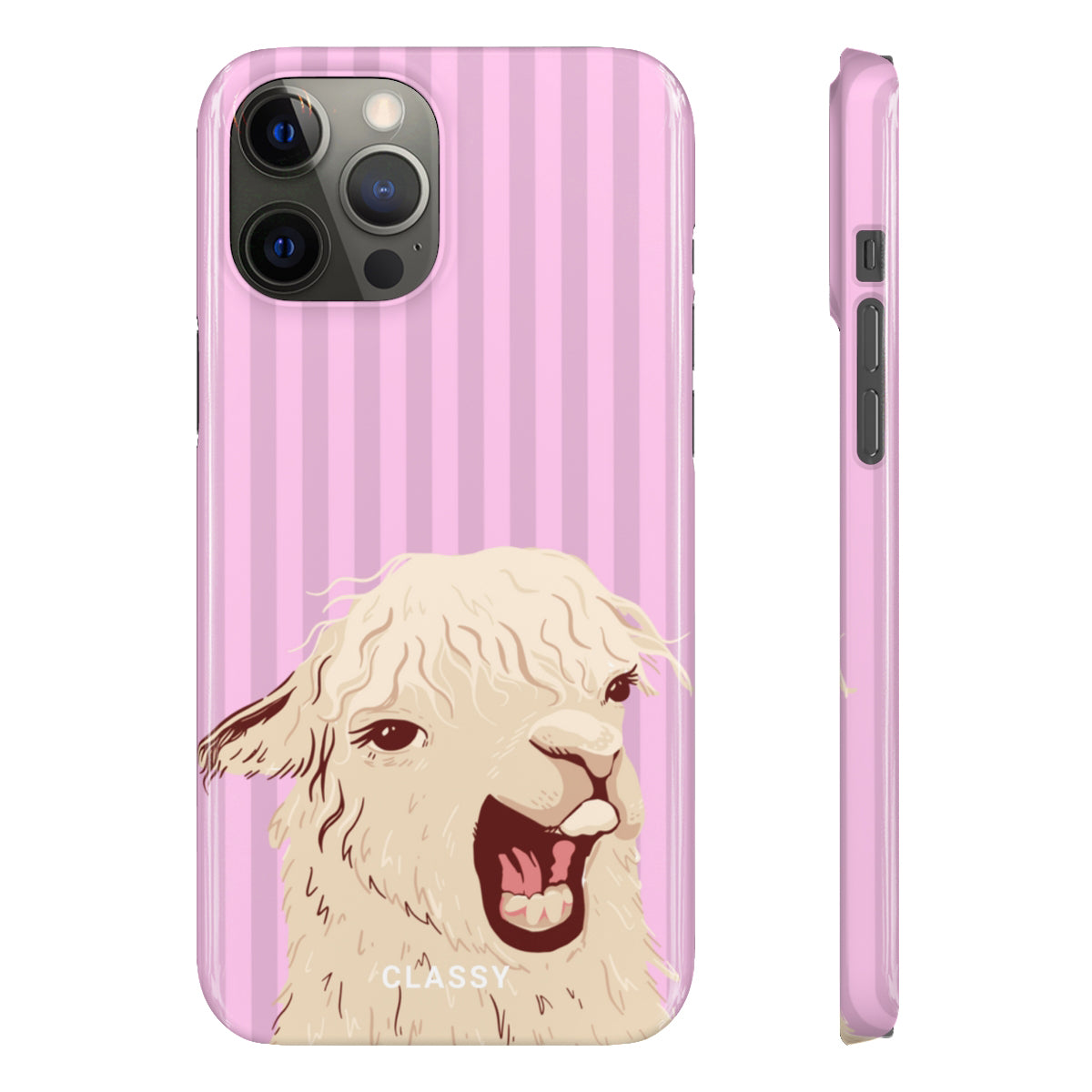 Pink Striped Llama Snap Case