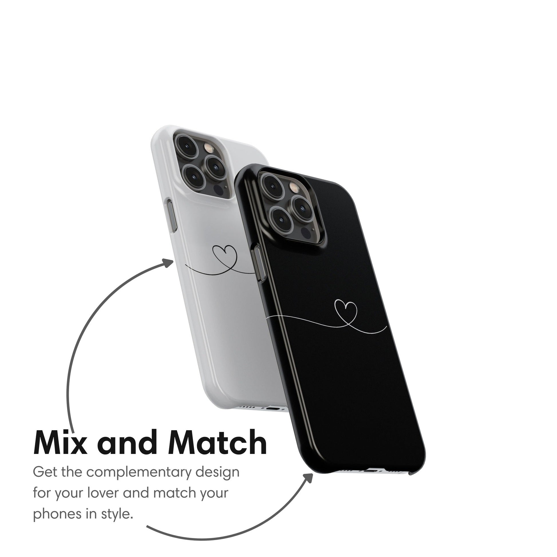 Black Couple Snap Case | Line Heart mix and match