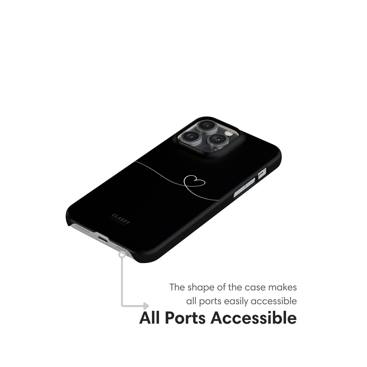 Black Couple Snap Case | Line Heart ports