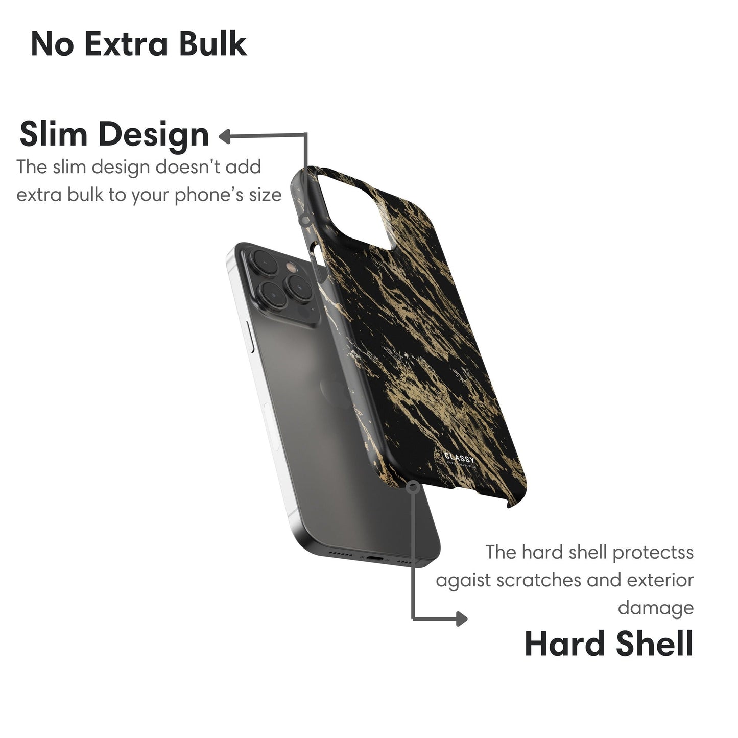 Black Snap Case with Gold Pattern layers