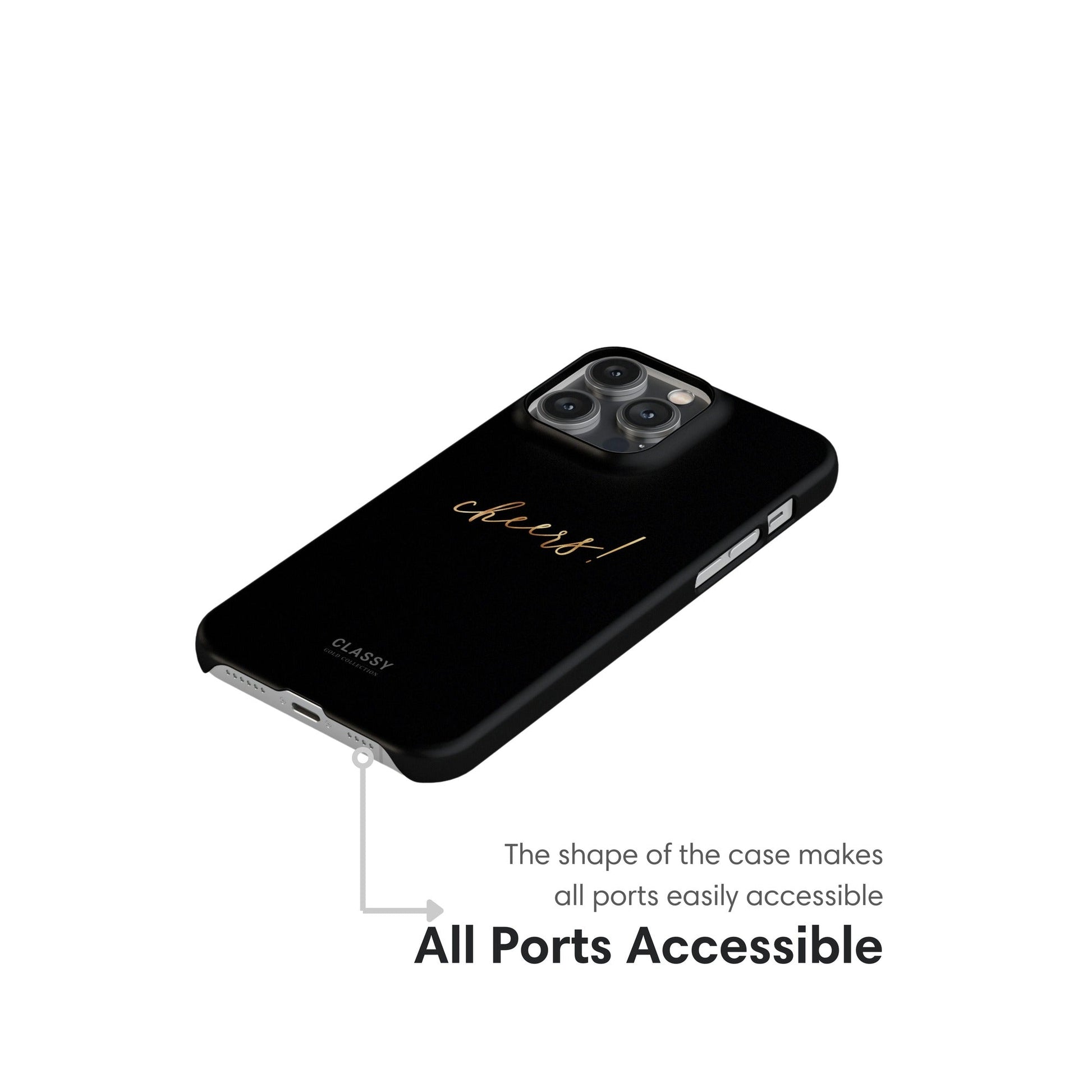 Black and Gold Cheers Snap Case ports