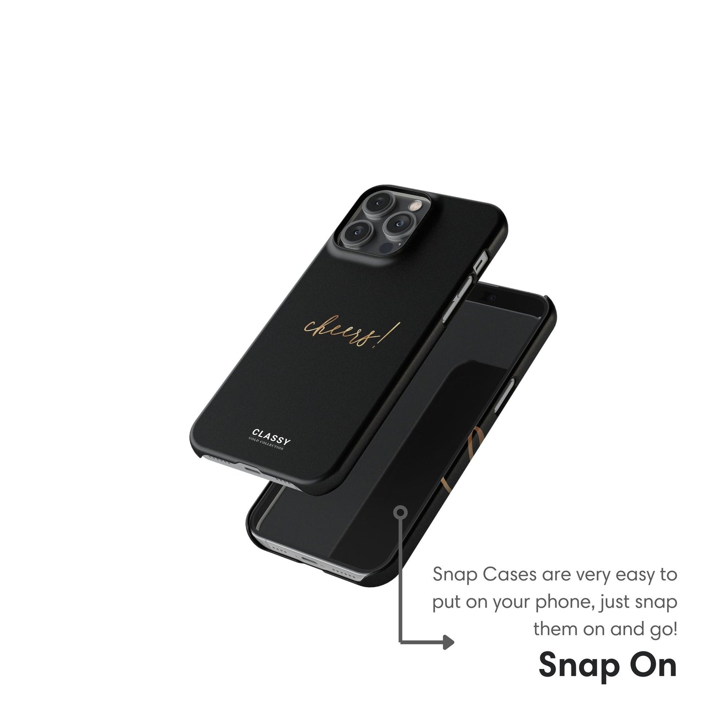Black and Gold Cheers Snap Case snap on