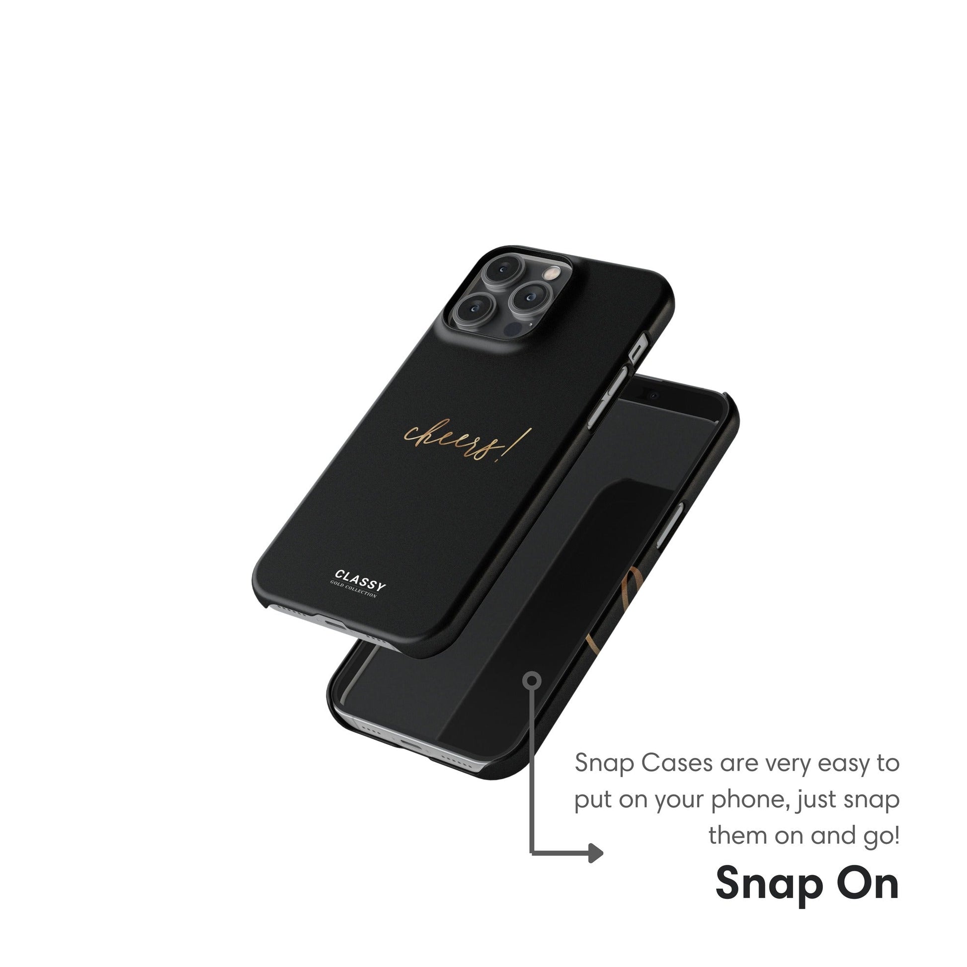 Black and Gold Cheers Snap Case snap on
