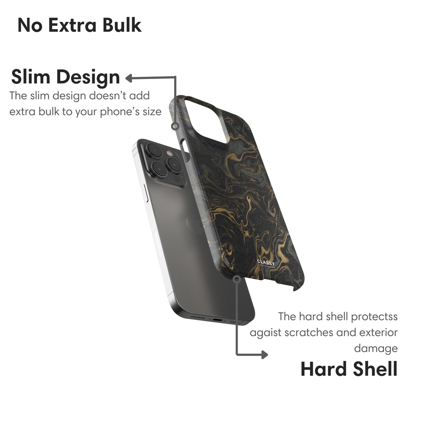 Black and Gold Marble Snap Case layers