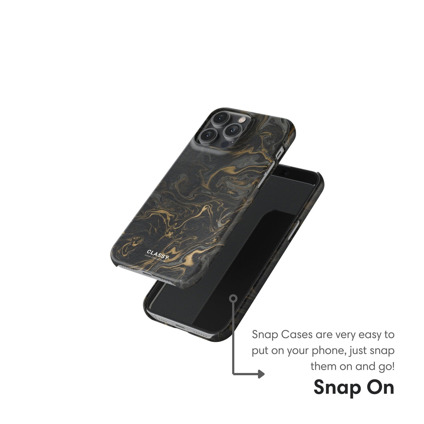 Black and Gold Marble Snap Case snap on