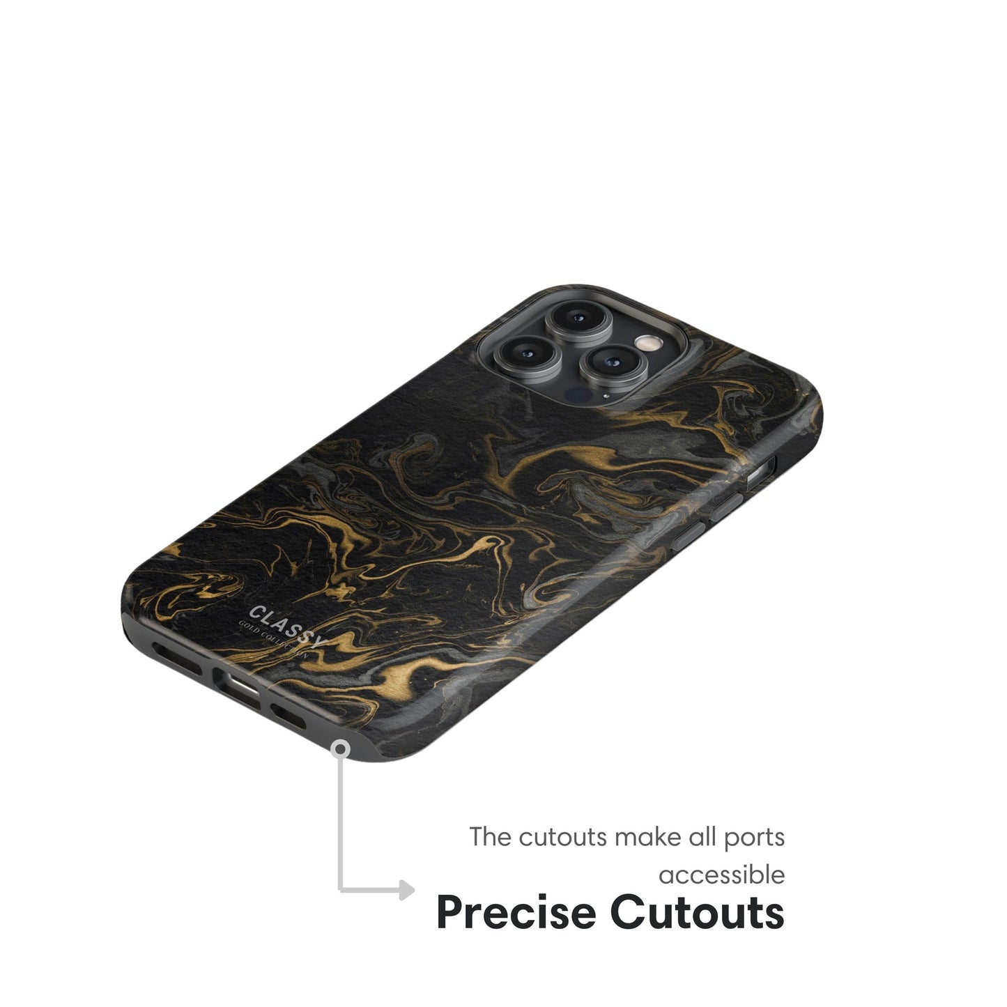 Black and Gold Marble Tough Case cutouts