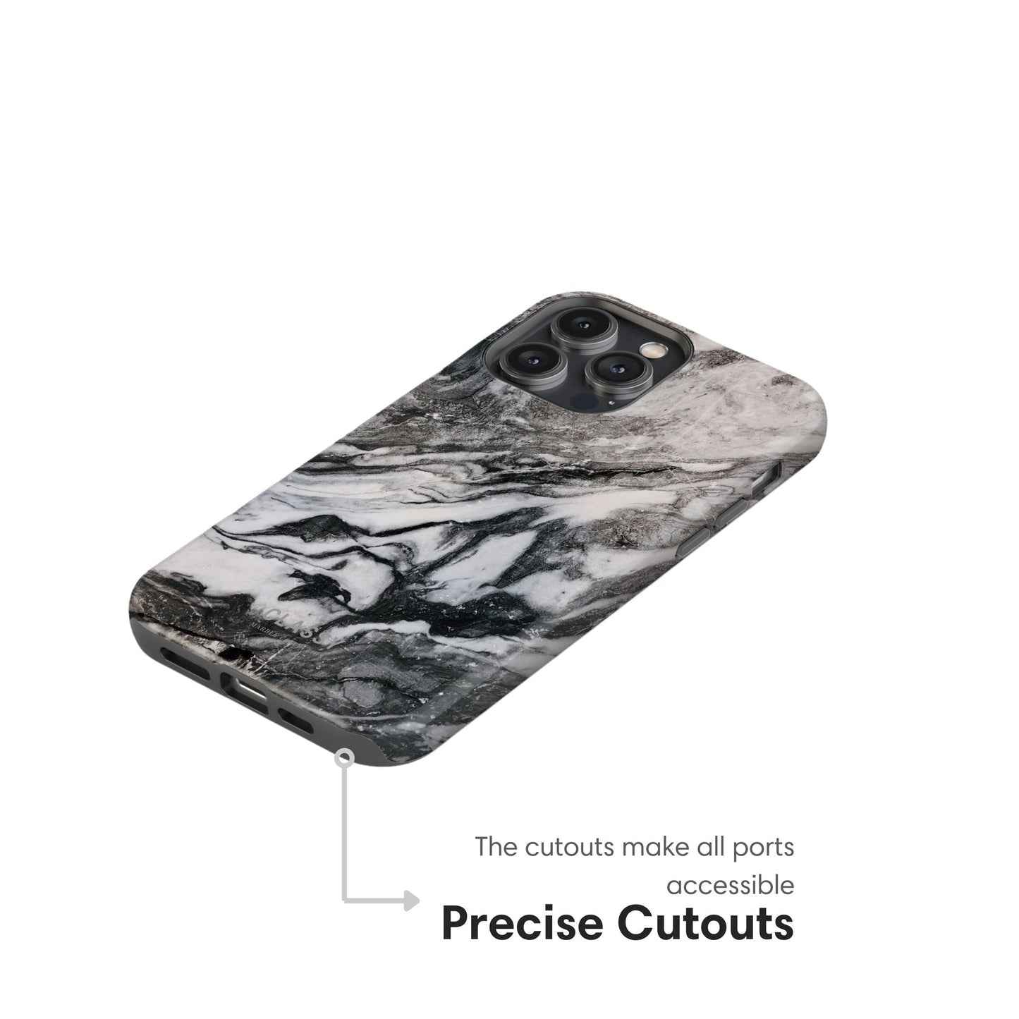 Black and White Marble Tough Case cutouts