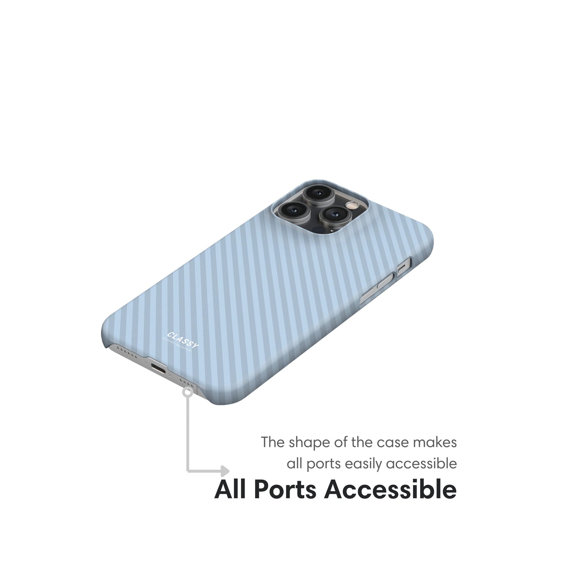 Blue Striped Snap Case ports