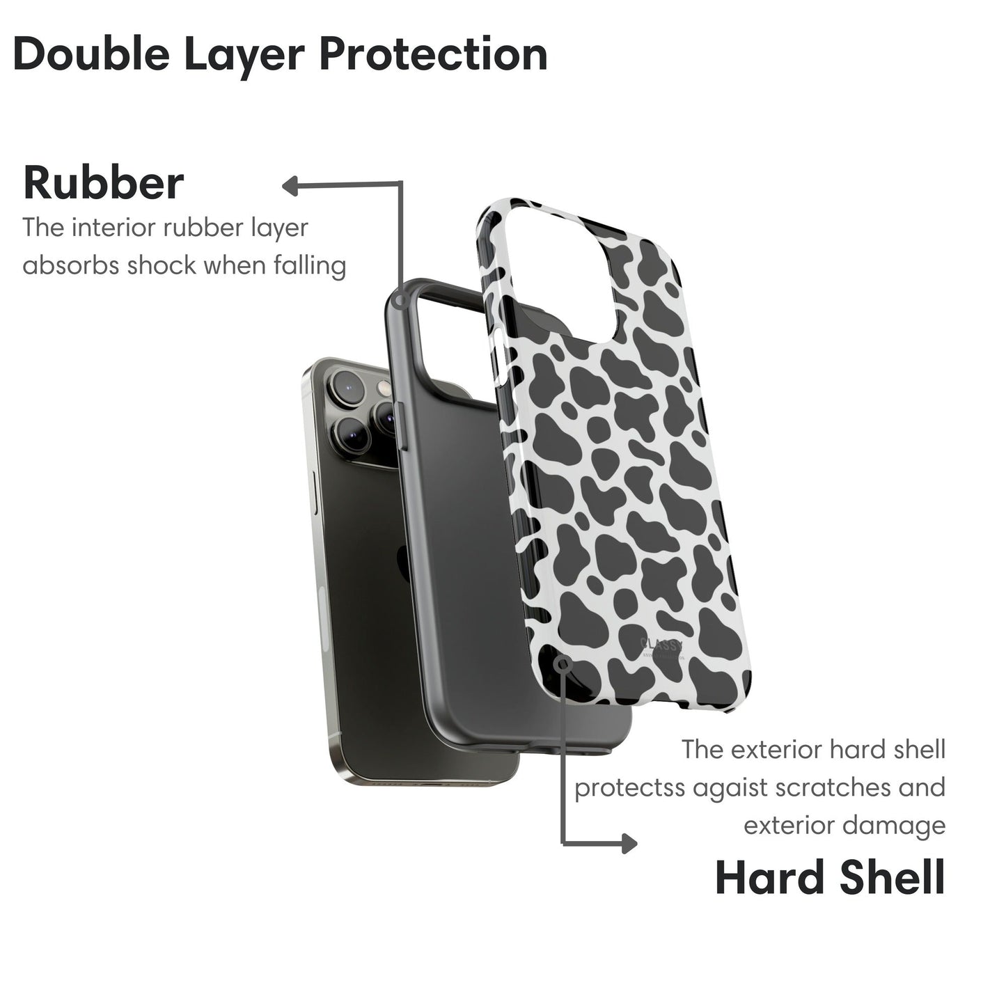 Cow Print Tough Case layers