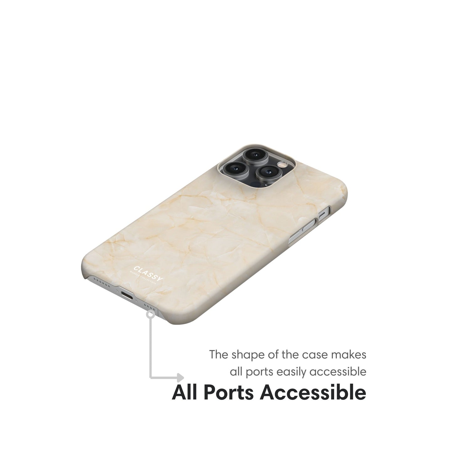 Cream Marble Snap Case ports