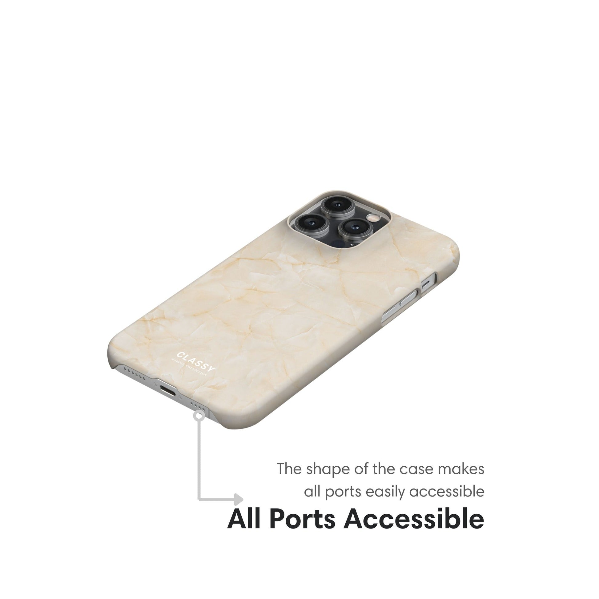 Cream Marble Snap Case ports