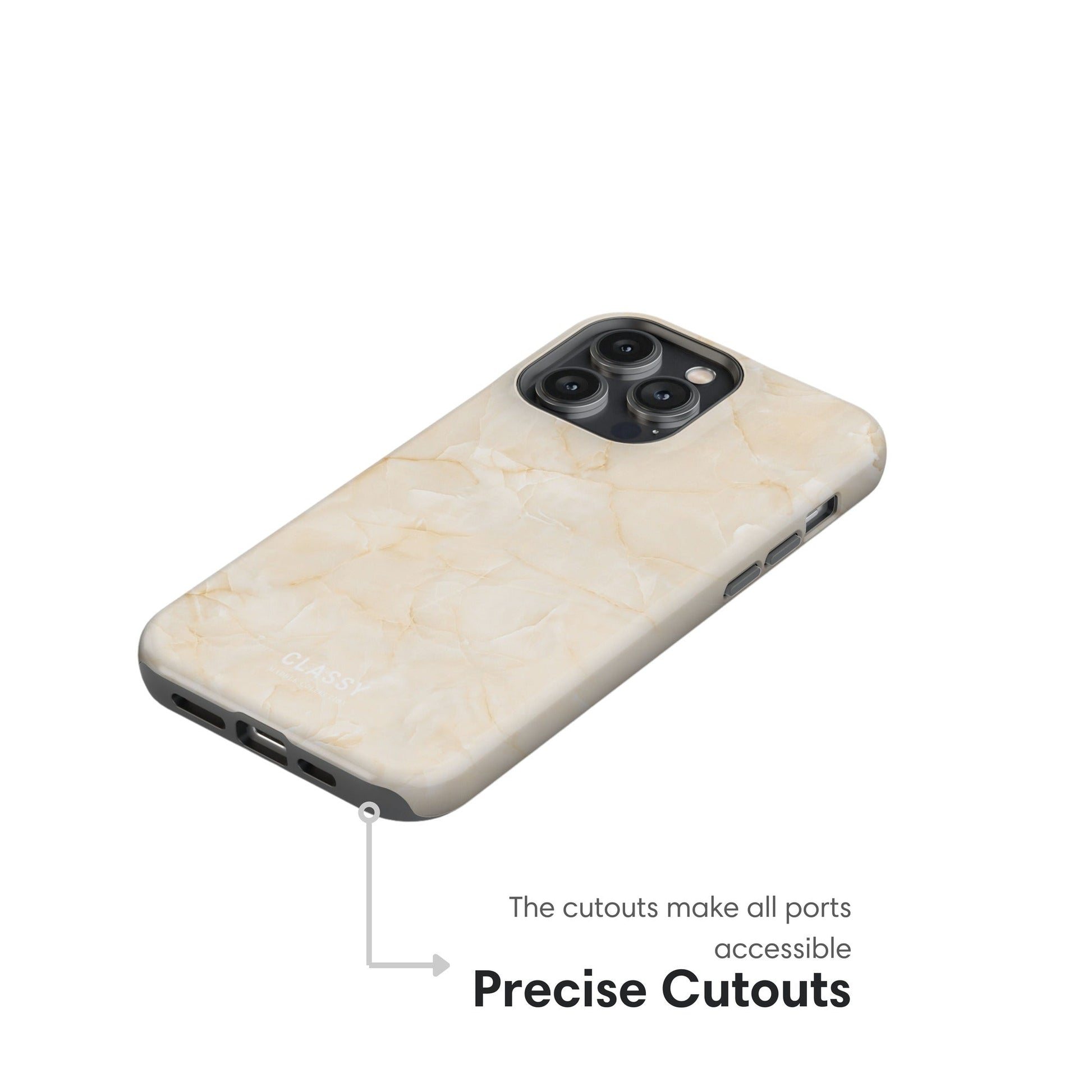 Cream Marble Tough Case cutouts