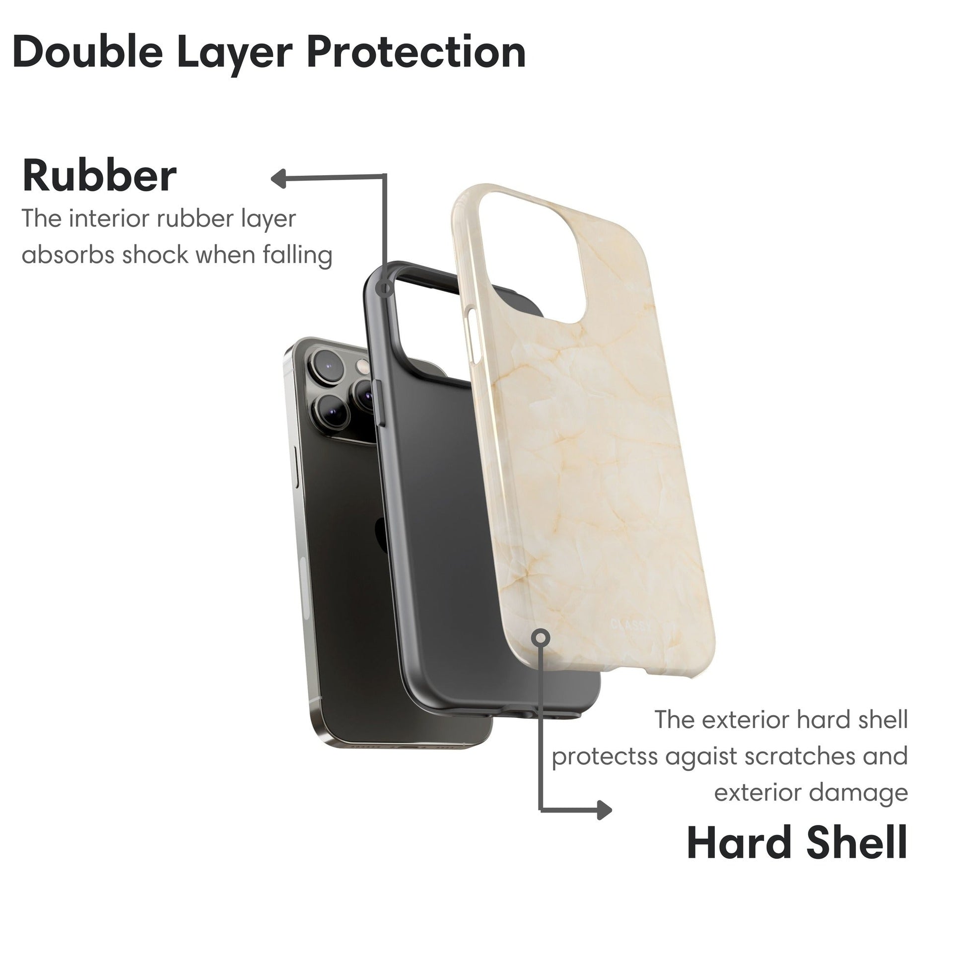 Cream Marble Tough Case layers