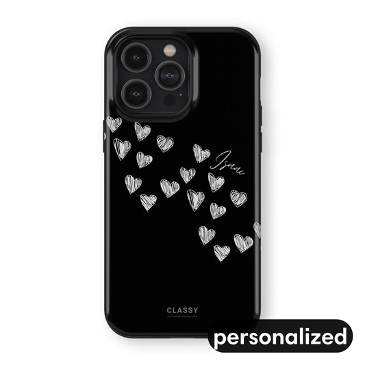 Custom Little Hearts Couple Tough Case - Black front