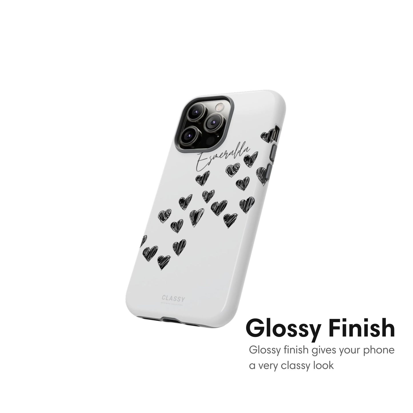 Custom Little Hearts Couple Tough Case - White glossy