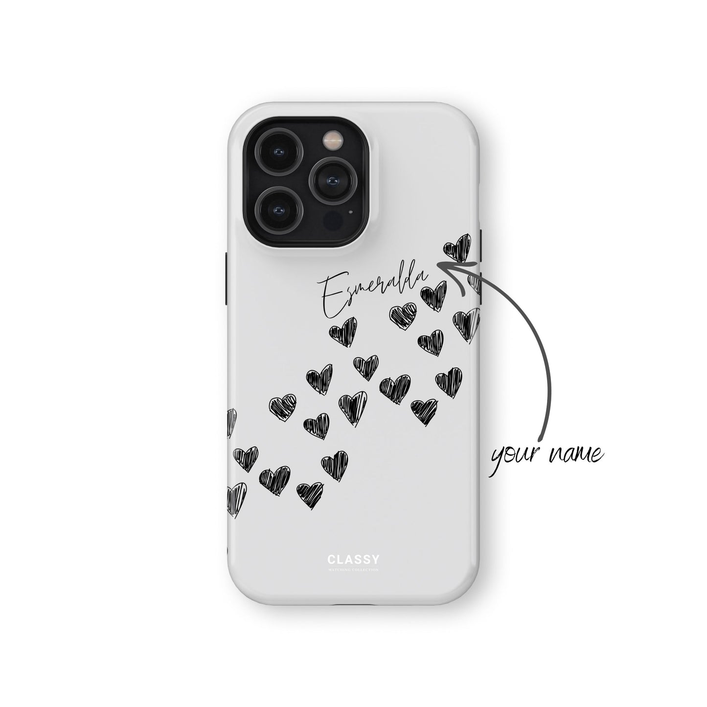 Custom Little Hearts Couple Tough Case - White name
