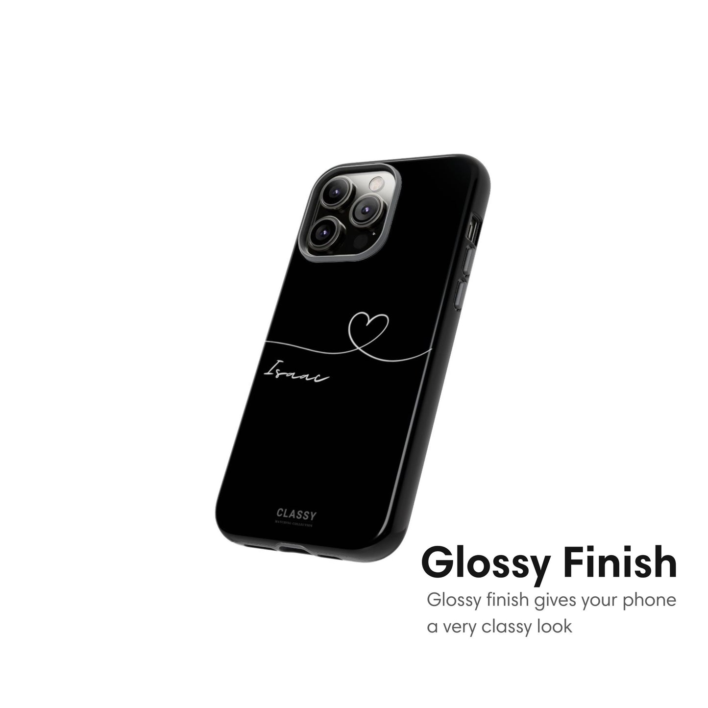 Custom Heart Drawing Couple Tough Case - Black glolssy