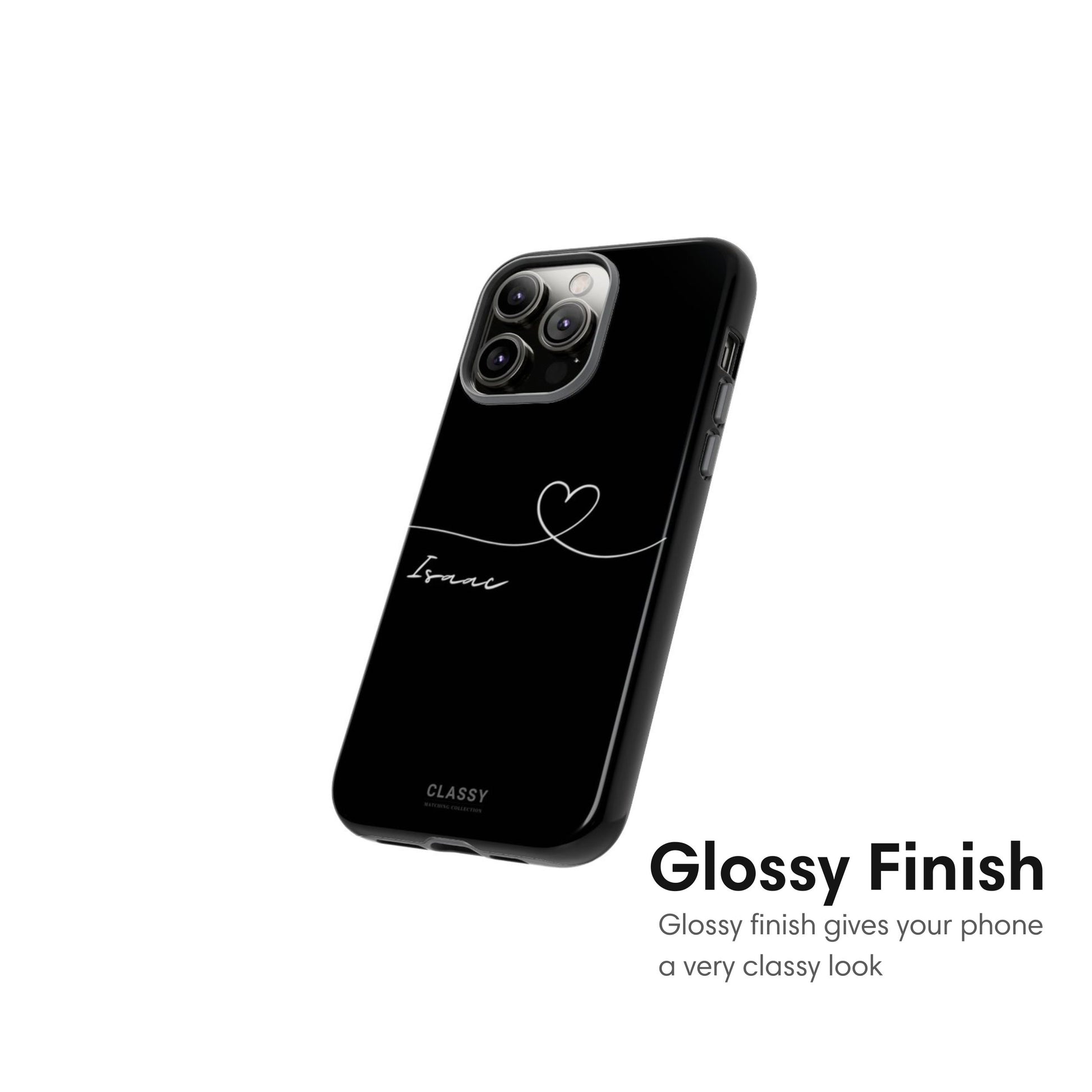 Custom Heart Drawing Couple Tough Case - Black glolssy