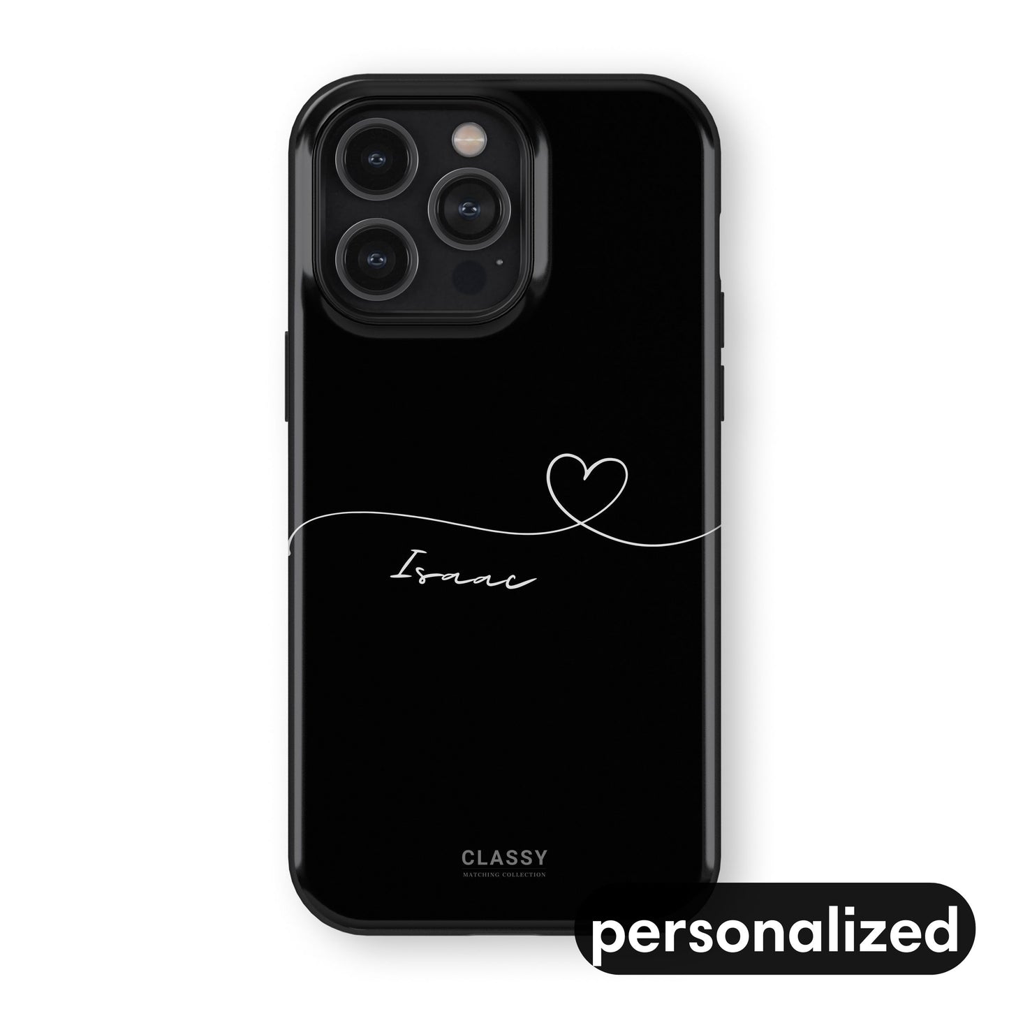 Custom Heart Drawing Couple Tough Case - Black front
