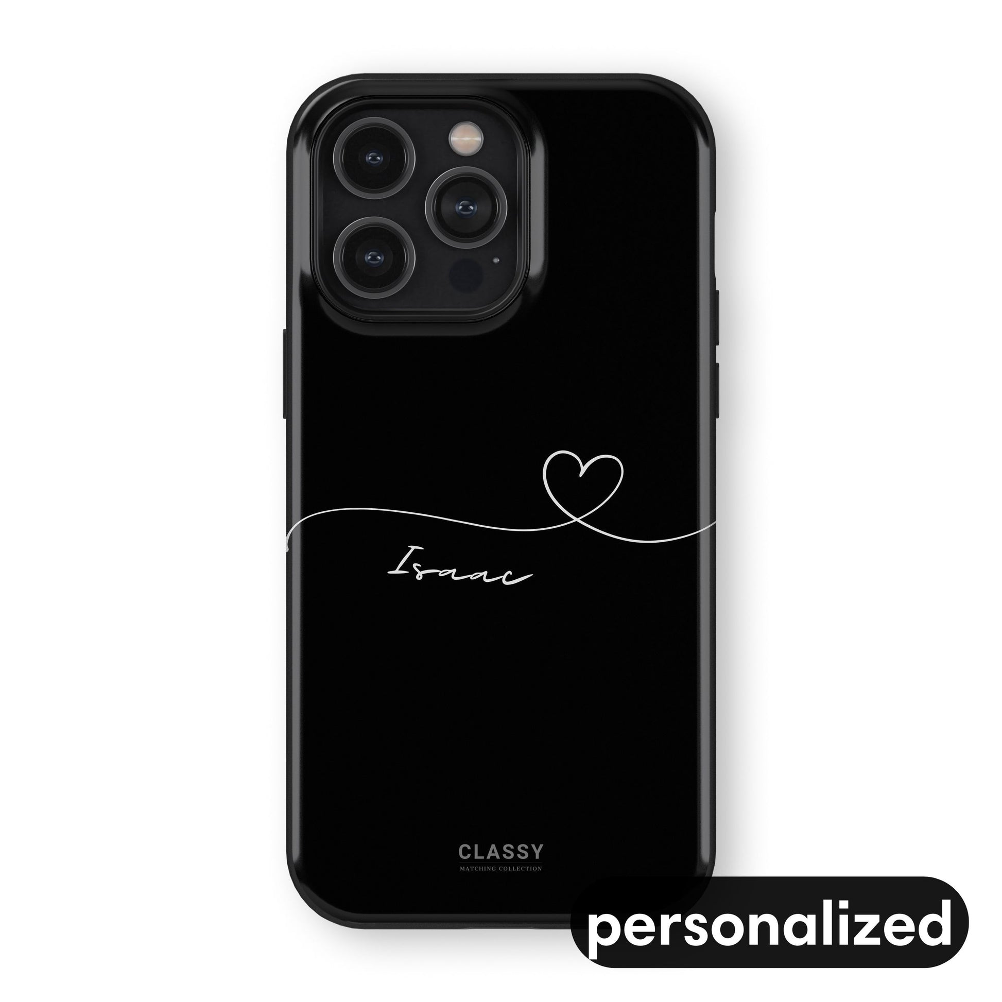 Custom Heart Drawing Couple Tough Case - Black front