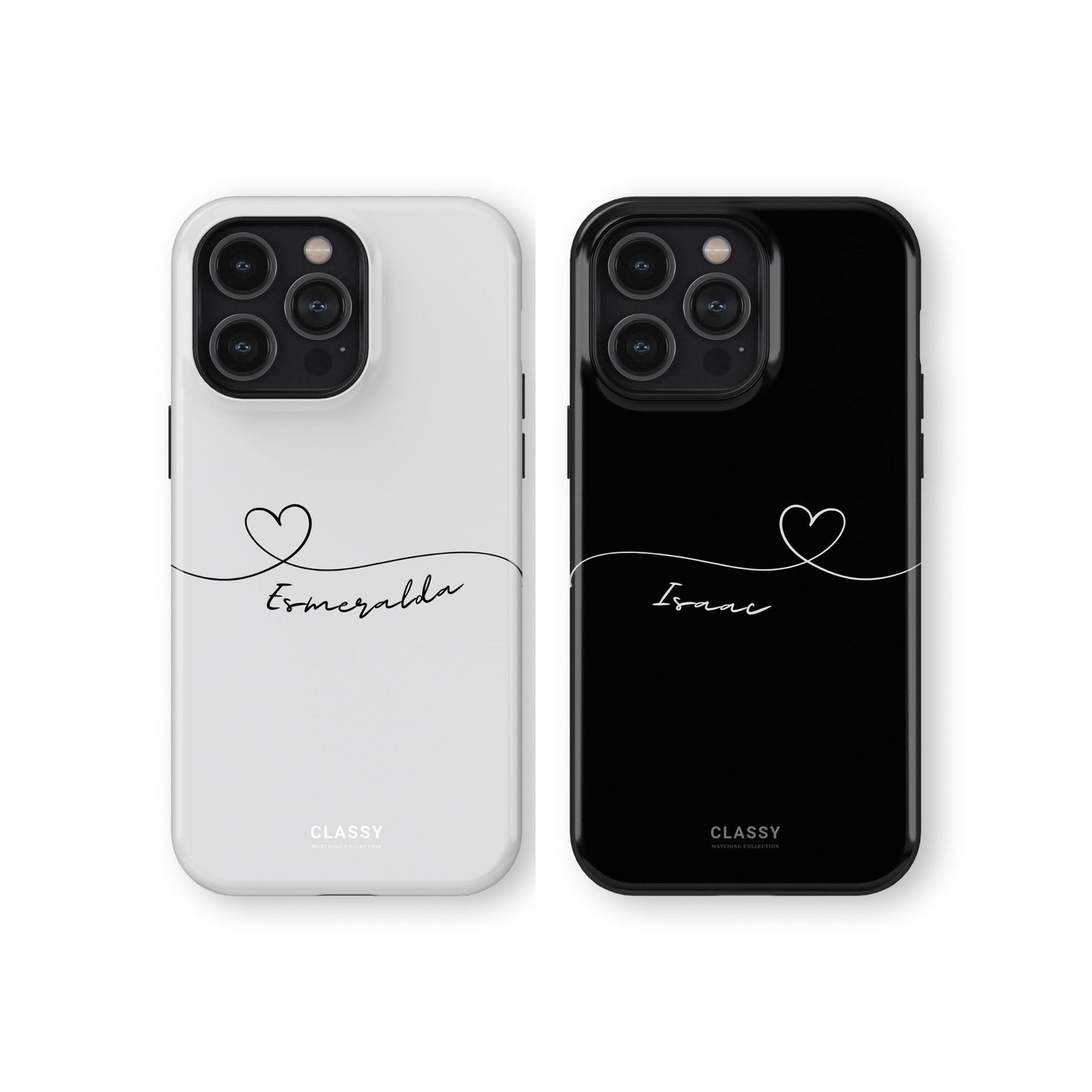 Custom Heart Drawing Couple Tough Case - Black bundle