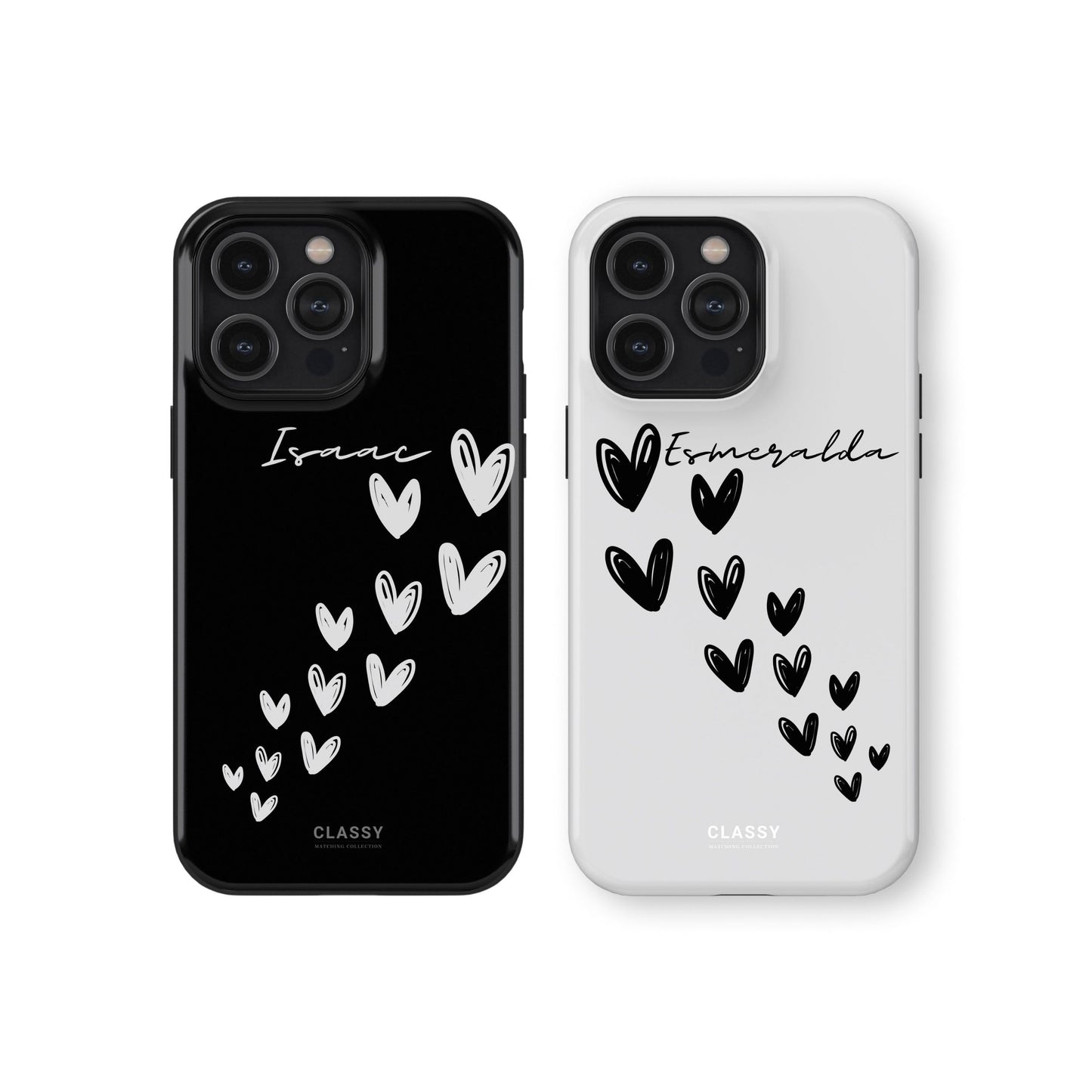 Custom Hearts Couple Tough Case - White bundle