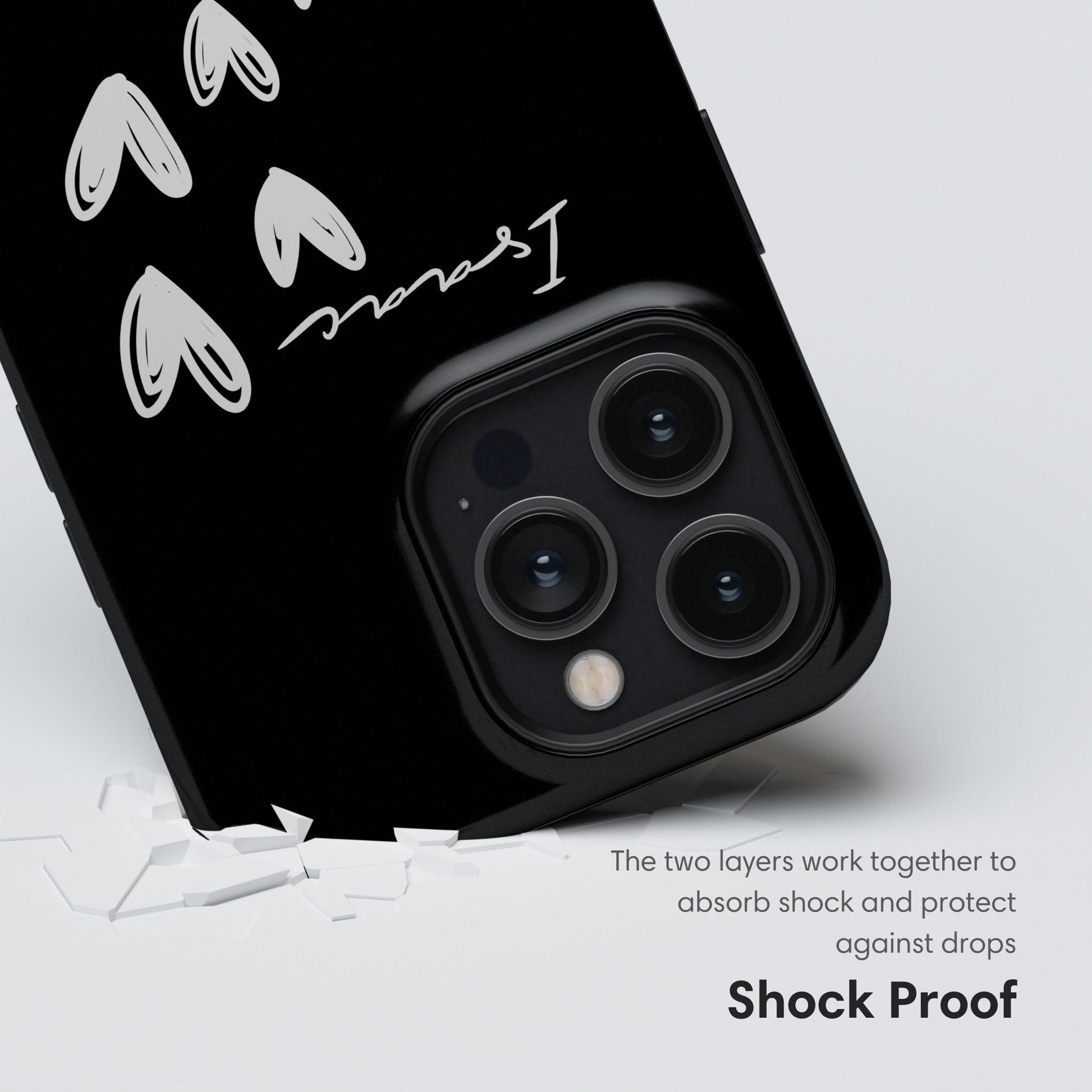 Custom Hearts Couple Tough Case - Black shockproof