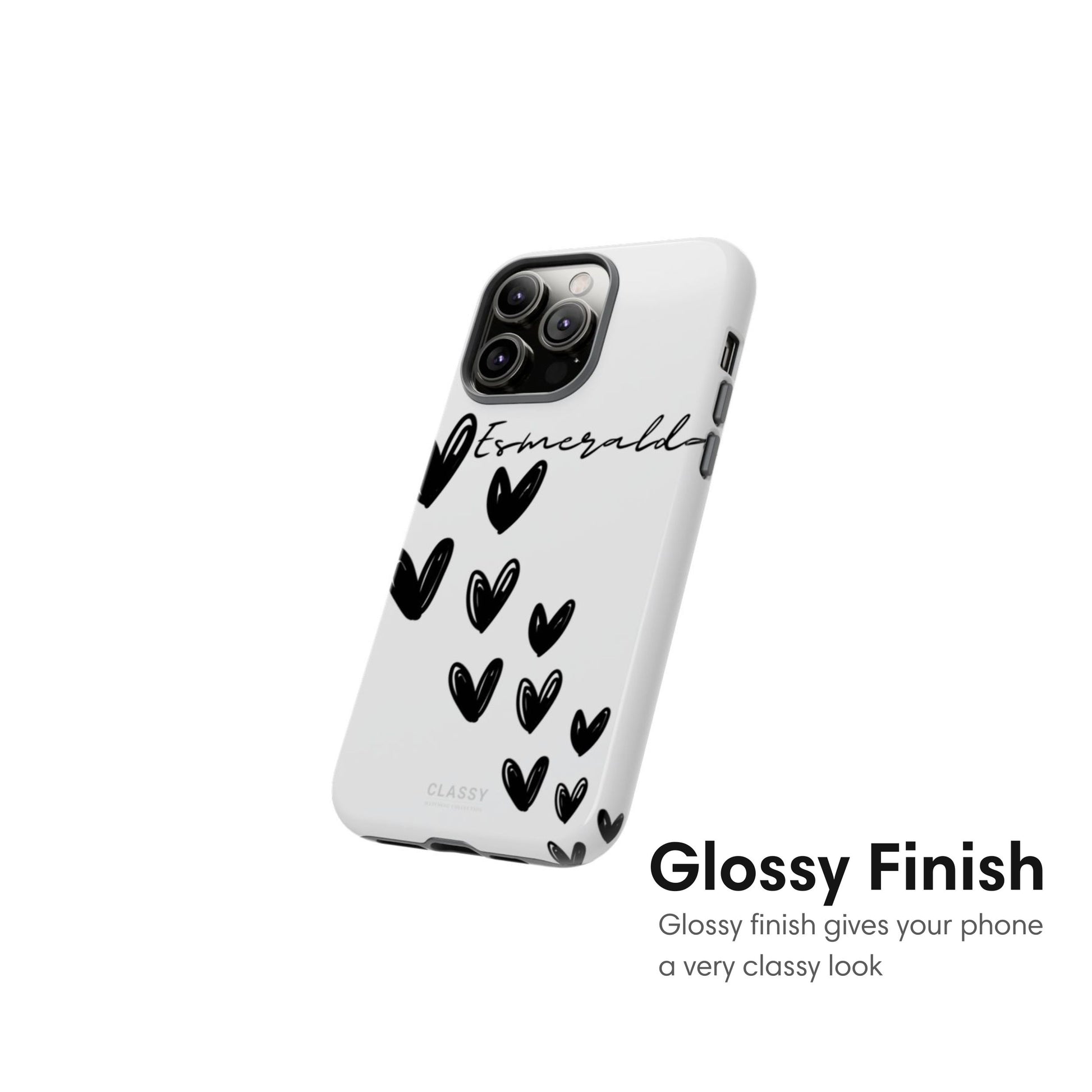 Custom Hearts Couple Tough Case - White glossy