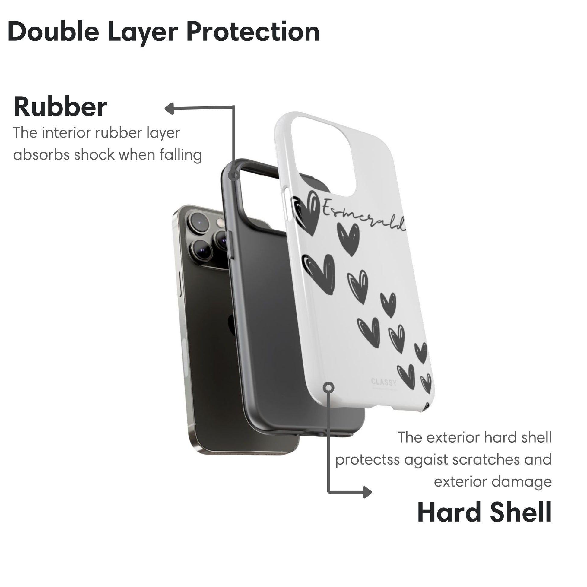 Custom Hearts Couple Tough Case - White layers