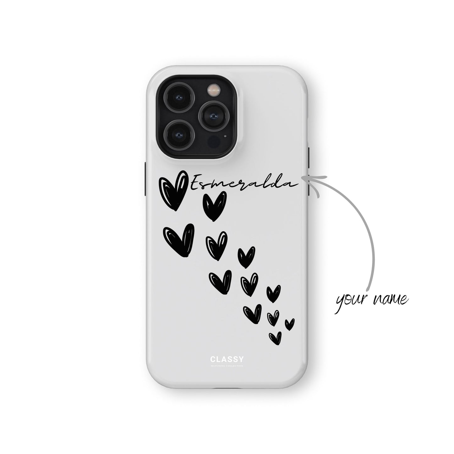 Custom Hearts Couple Tough Case - White name