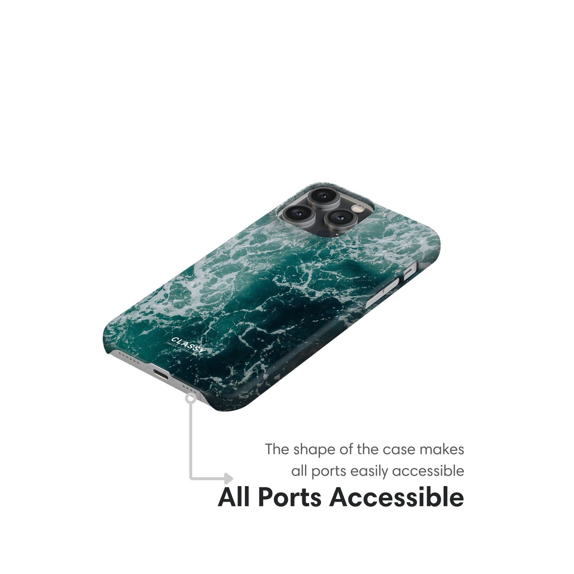 Dark Navy Ocean Snap Case ports