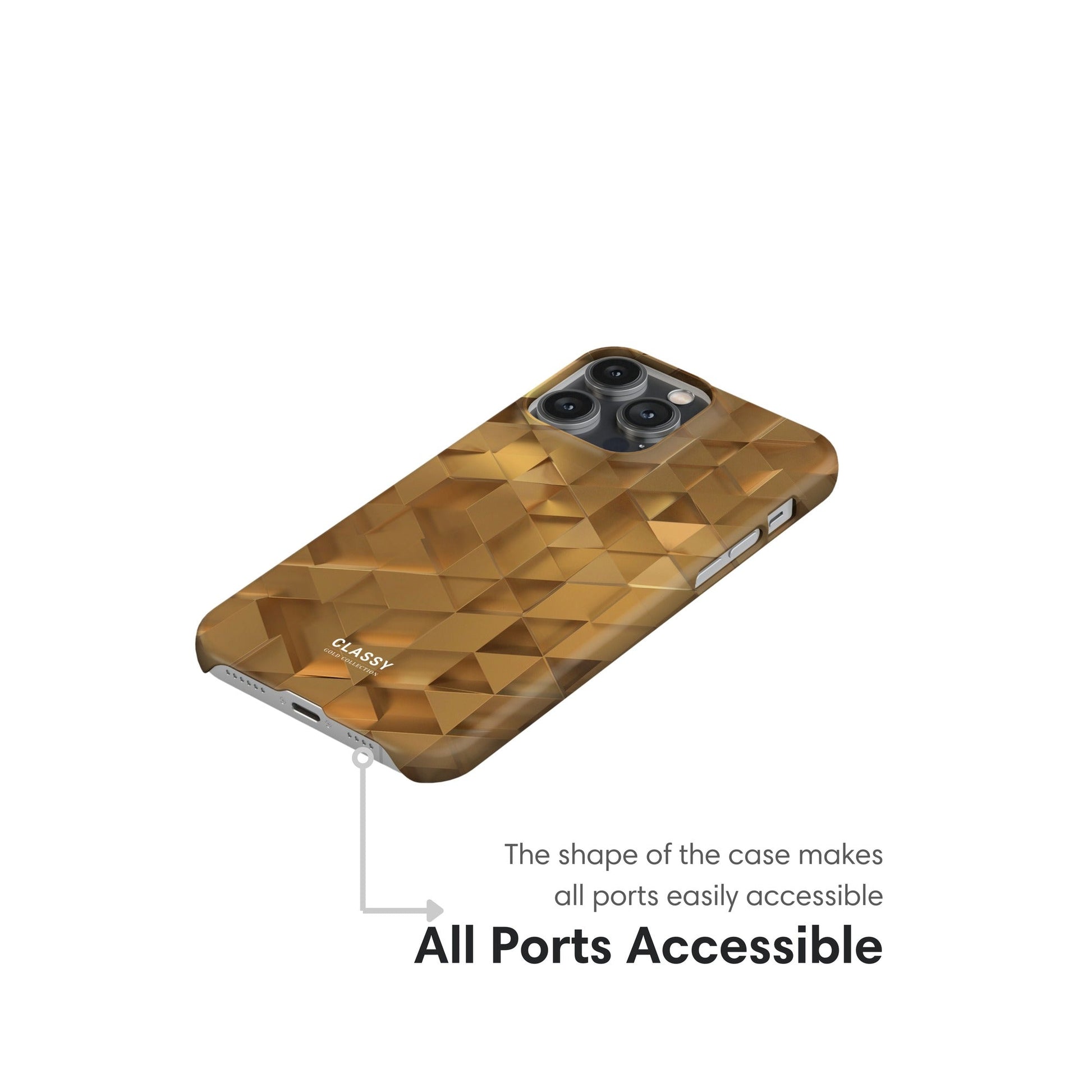 Gold Check Pattern Snap Case ports