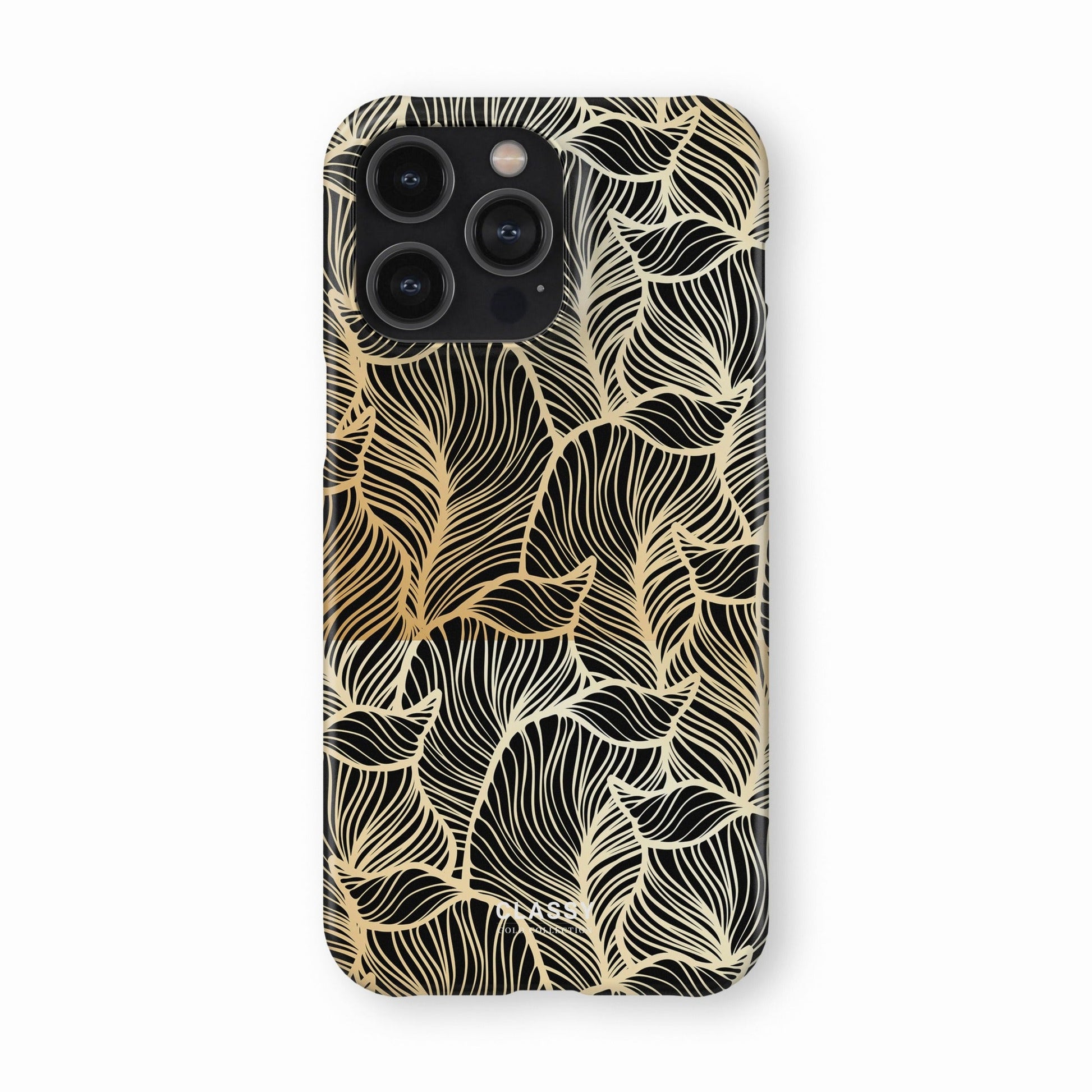 Gold Leaves Pattern Snap Case front