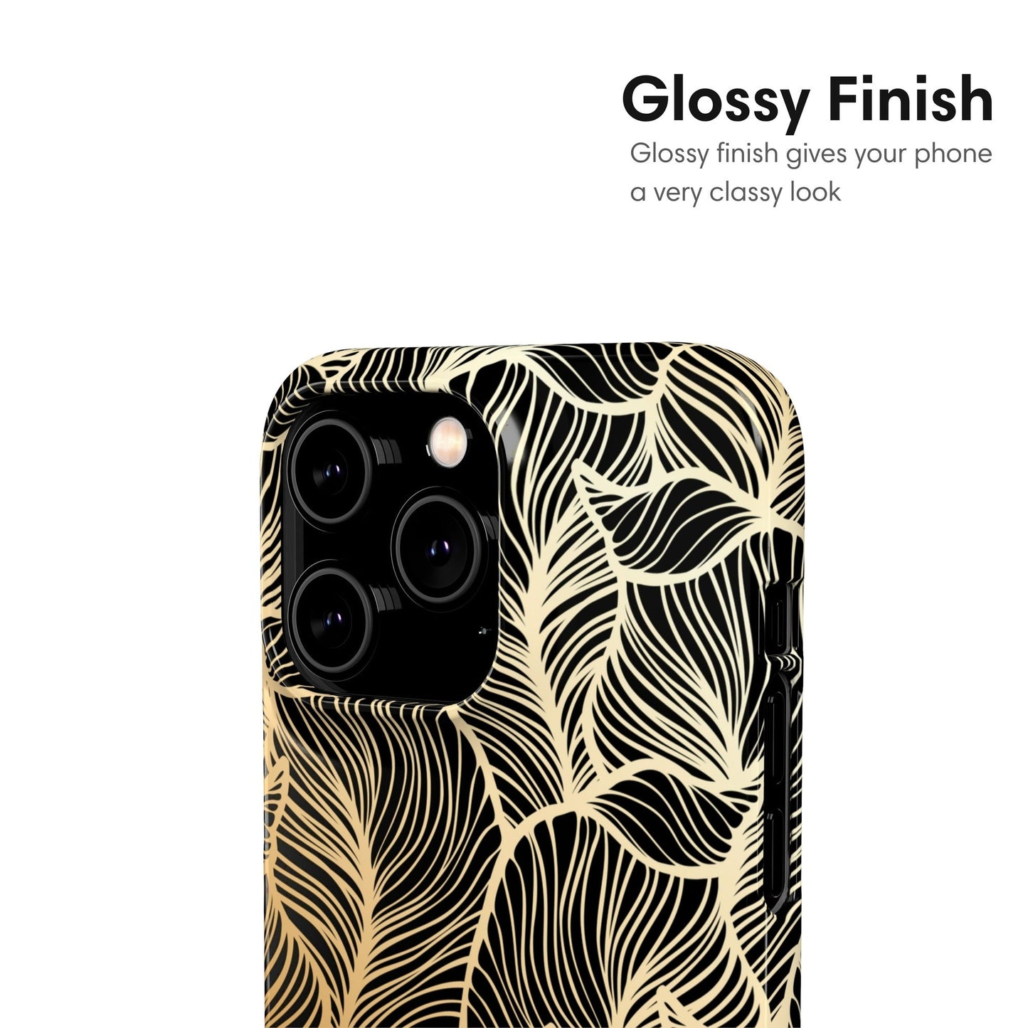 Gold Leaves Pattern Snap Case glossy