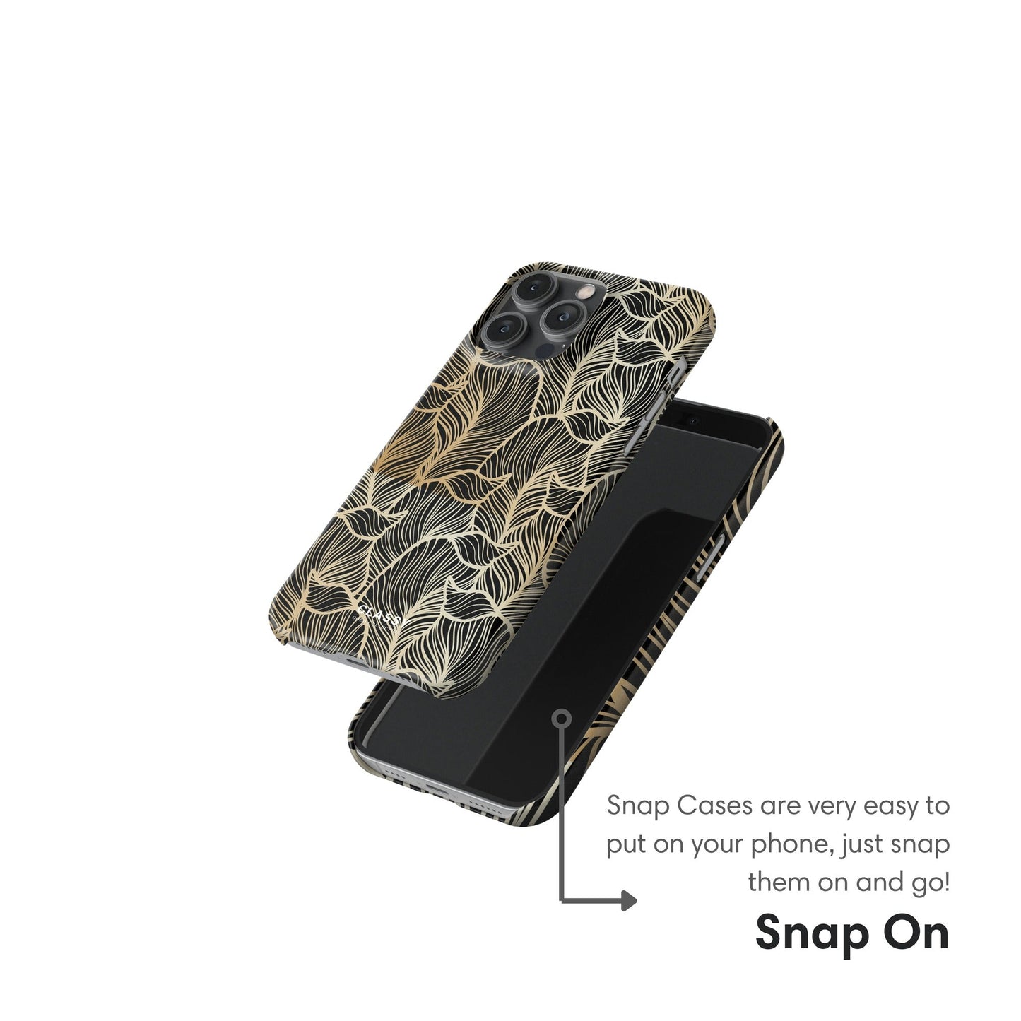 Gold Leaves Pattern Snap Case snap on