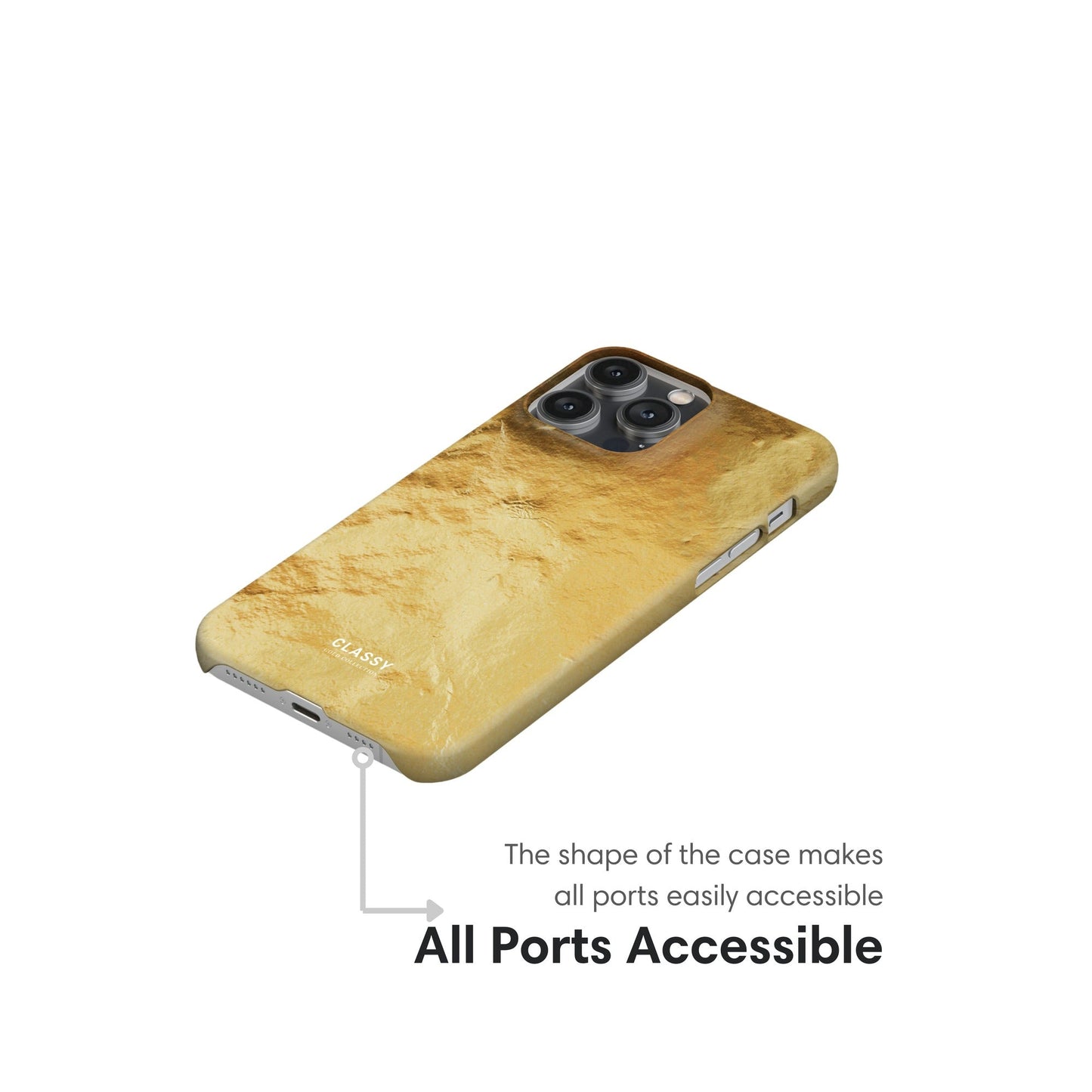 Gold Textured Pattern Snap Case ports