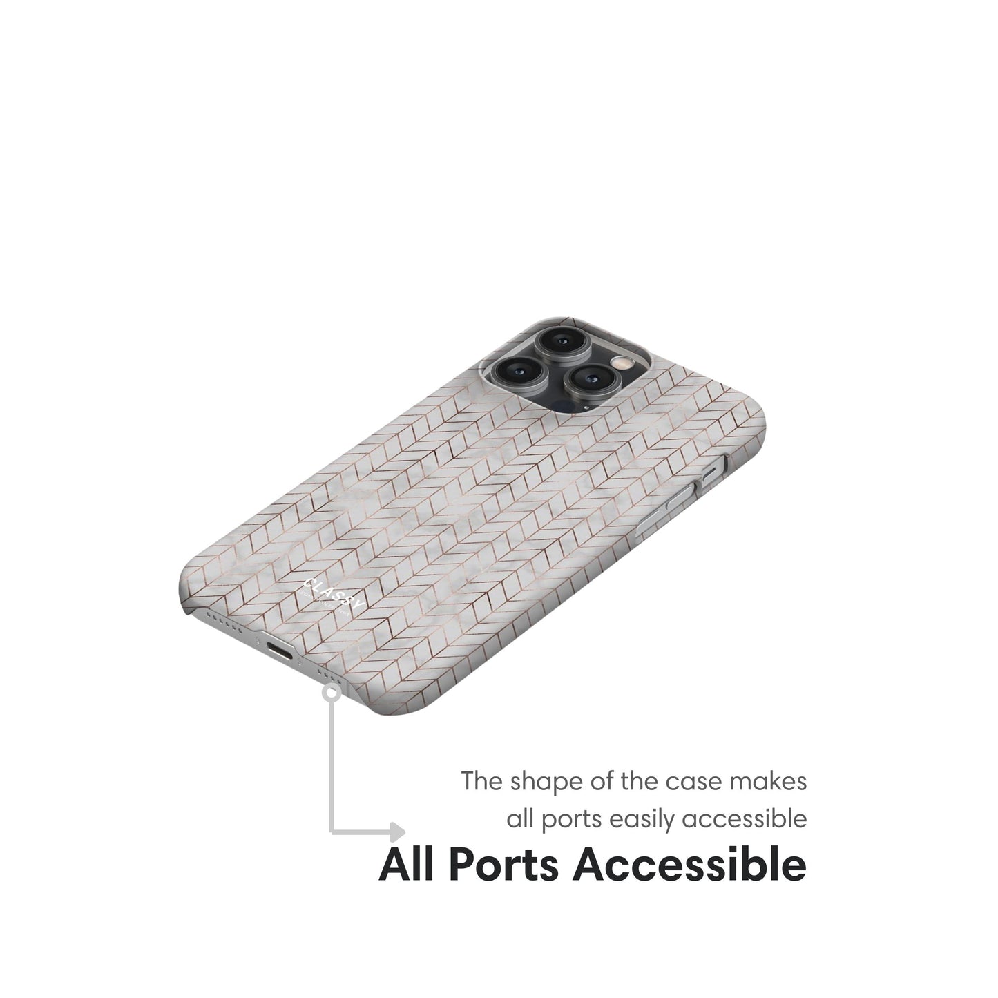 Gold  and Gray Chevron Pattern Snap Case ports