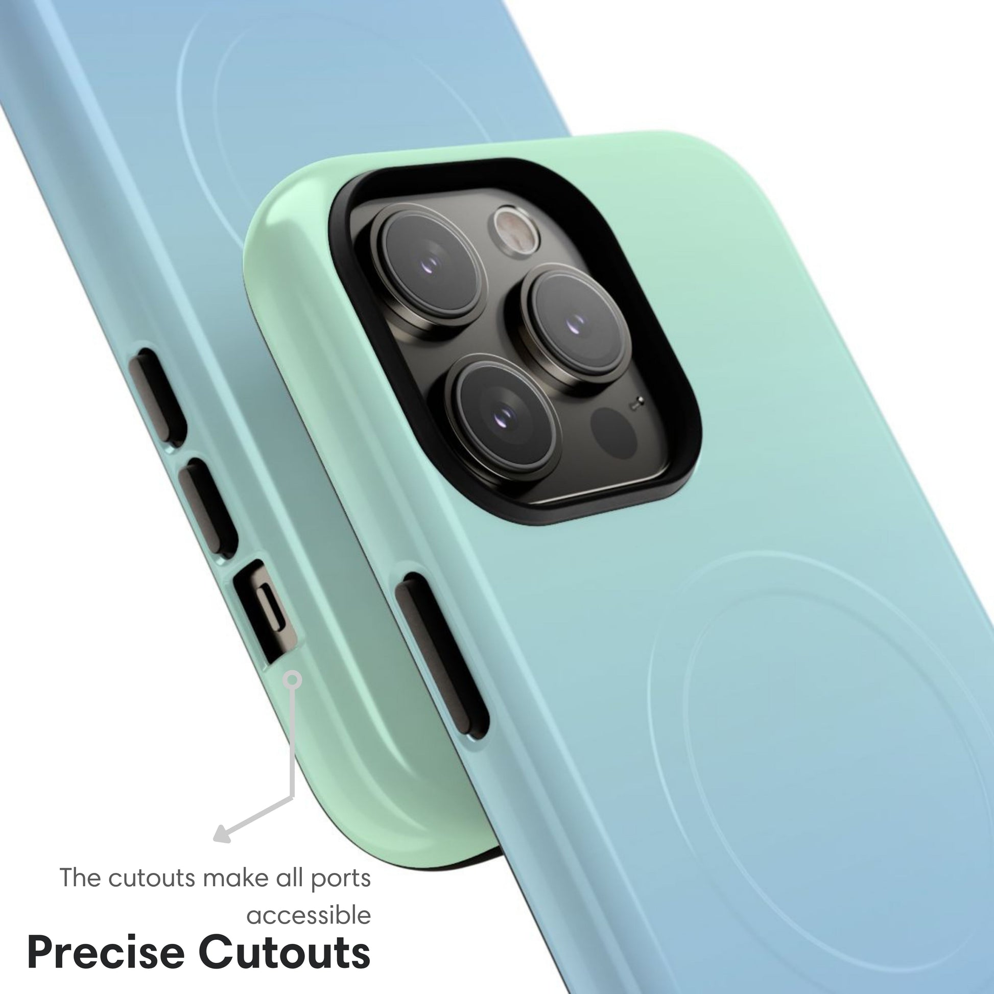 Light Blue Ombre MagSafe Tough Case cutouts