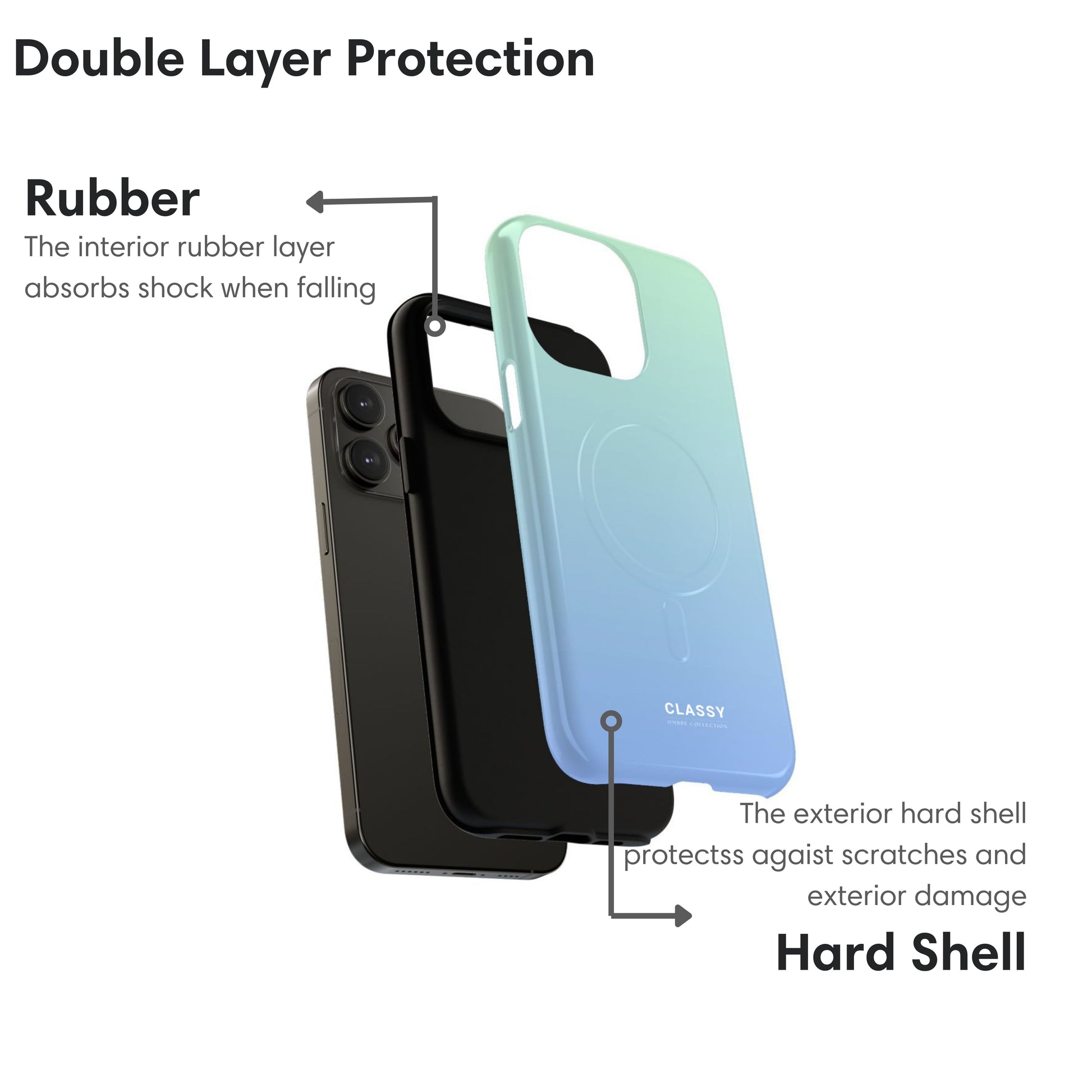 Light Blue Ombre MagSafe Tough Case layers