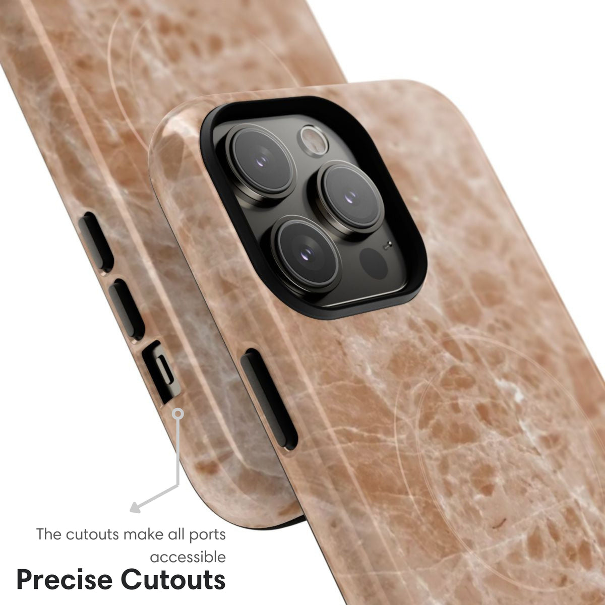 Light Brown Marble MagSafe Tough Case cutouts