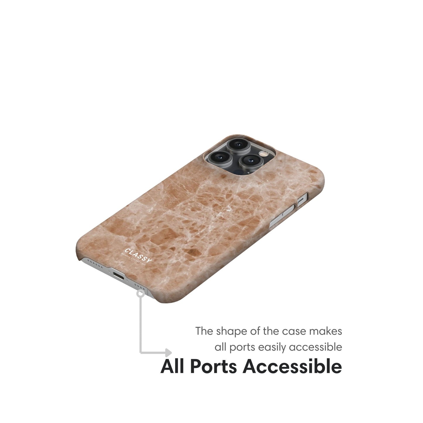 Light Brown Marble Snap Case ports