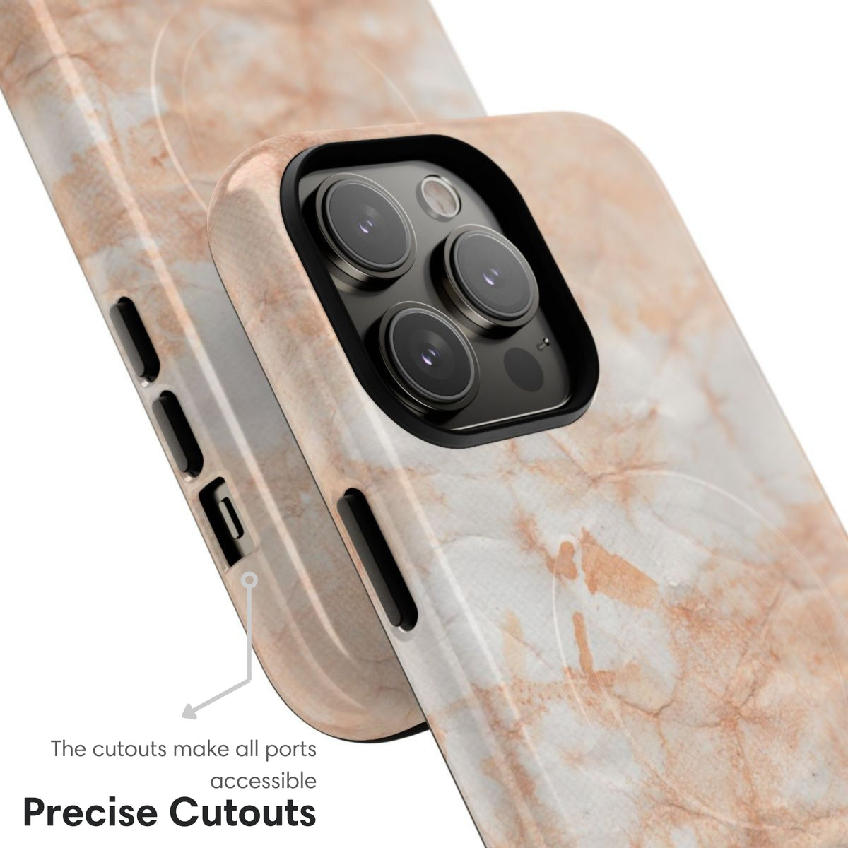 Light Orange Marble MagSafe Tough Case cutouts