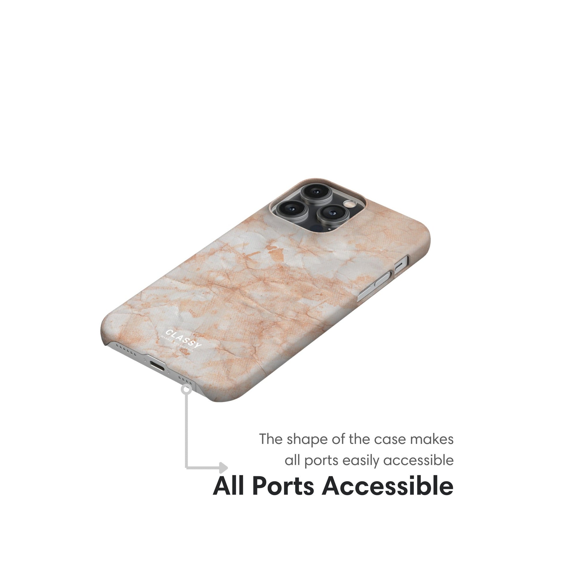 Light Orange Marble Snap Case ports