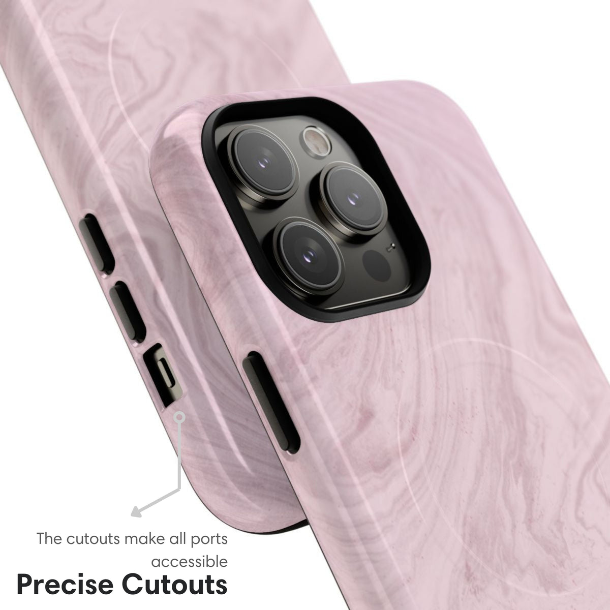 Light Pink Marble MagSafe Tough Case cutouts