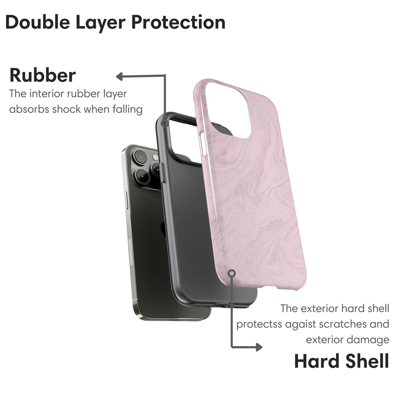 Light Pink Marble Tough Case layers