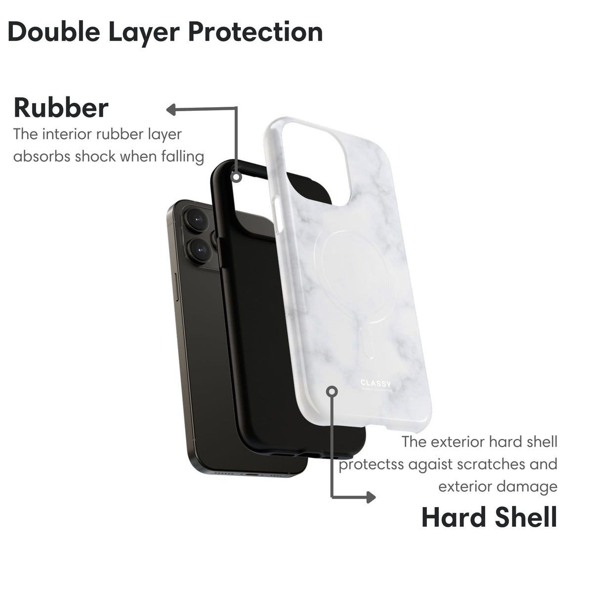 Light White Marble MagSafe Tough Case layers