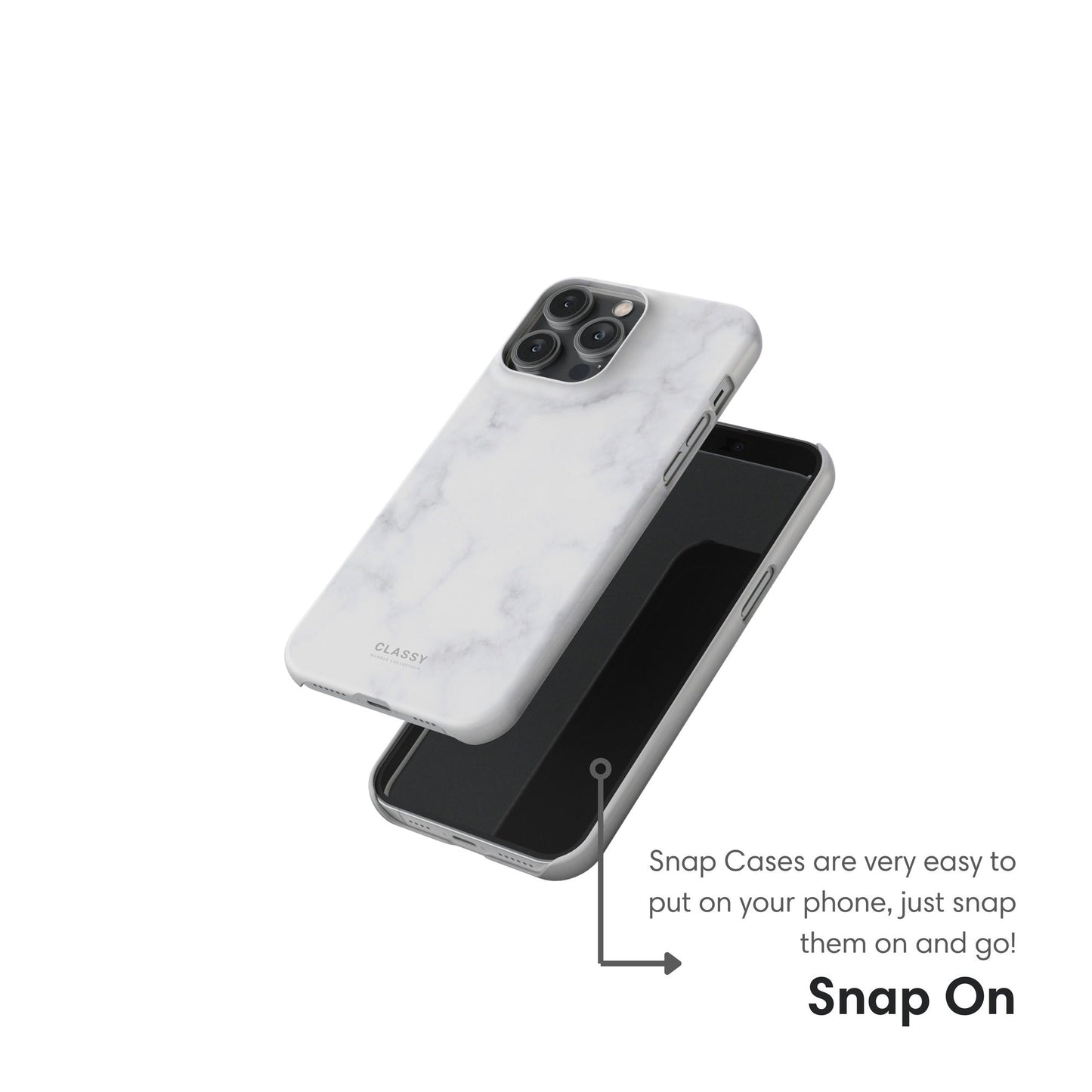 Light White Marble Snap Case snap on