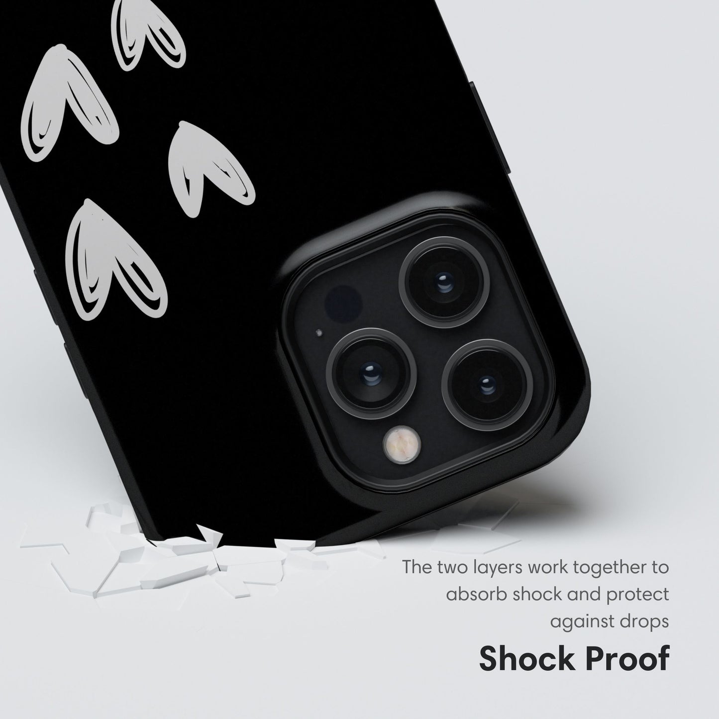 Little Hearts Couple Tough Case - Black shockproof