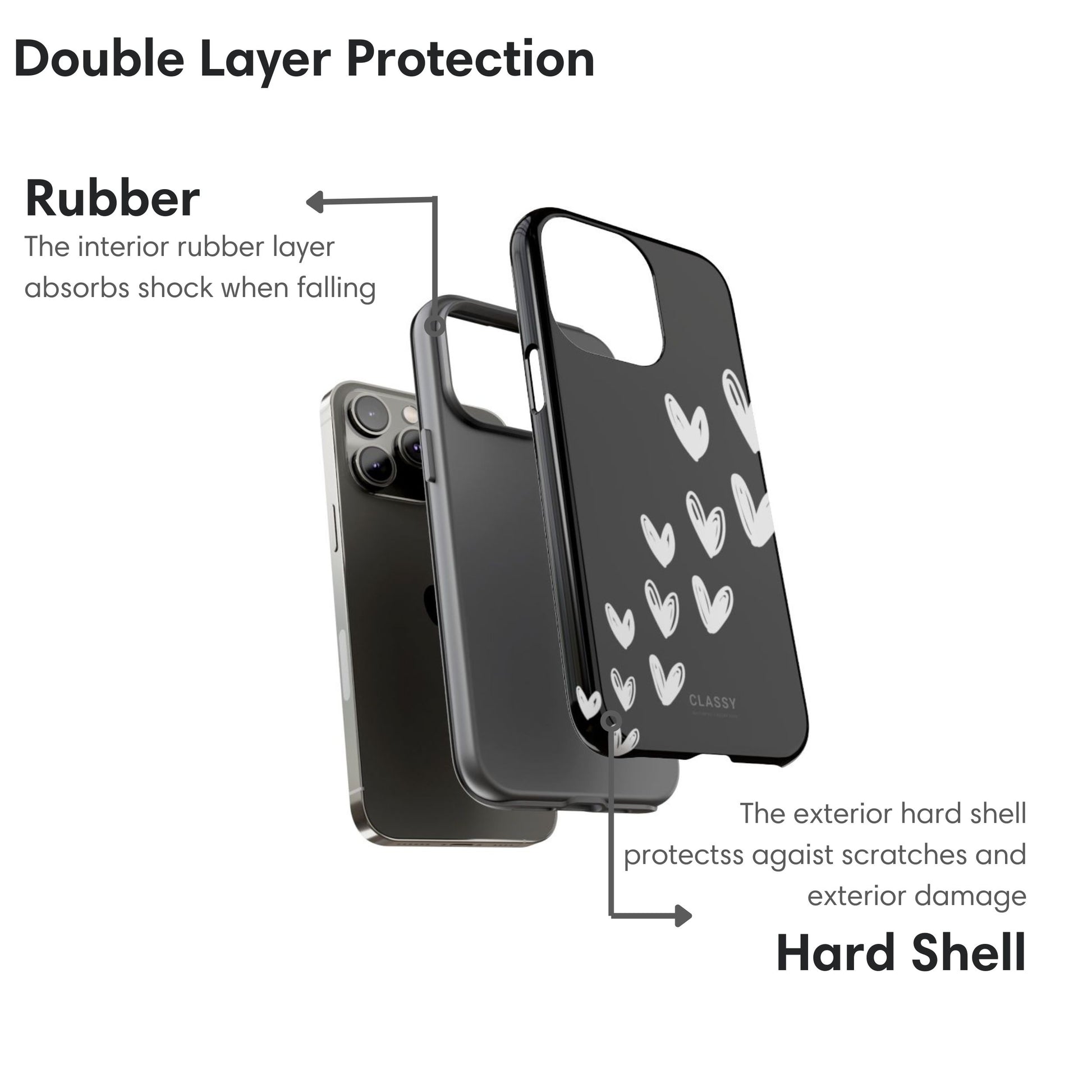 Little Hearts Couple Tough Case - Black layers
