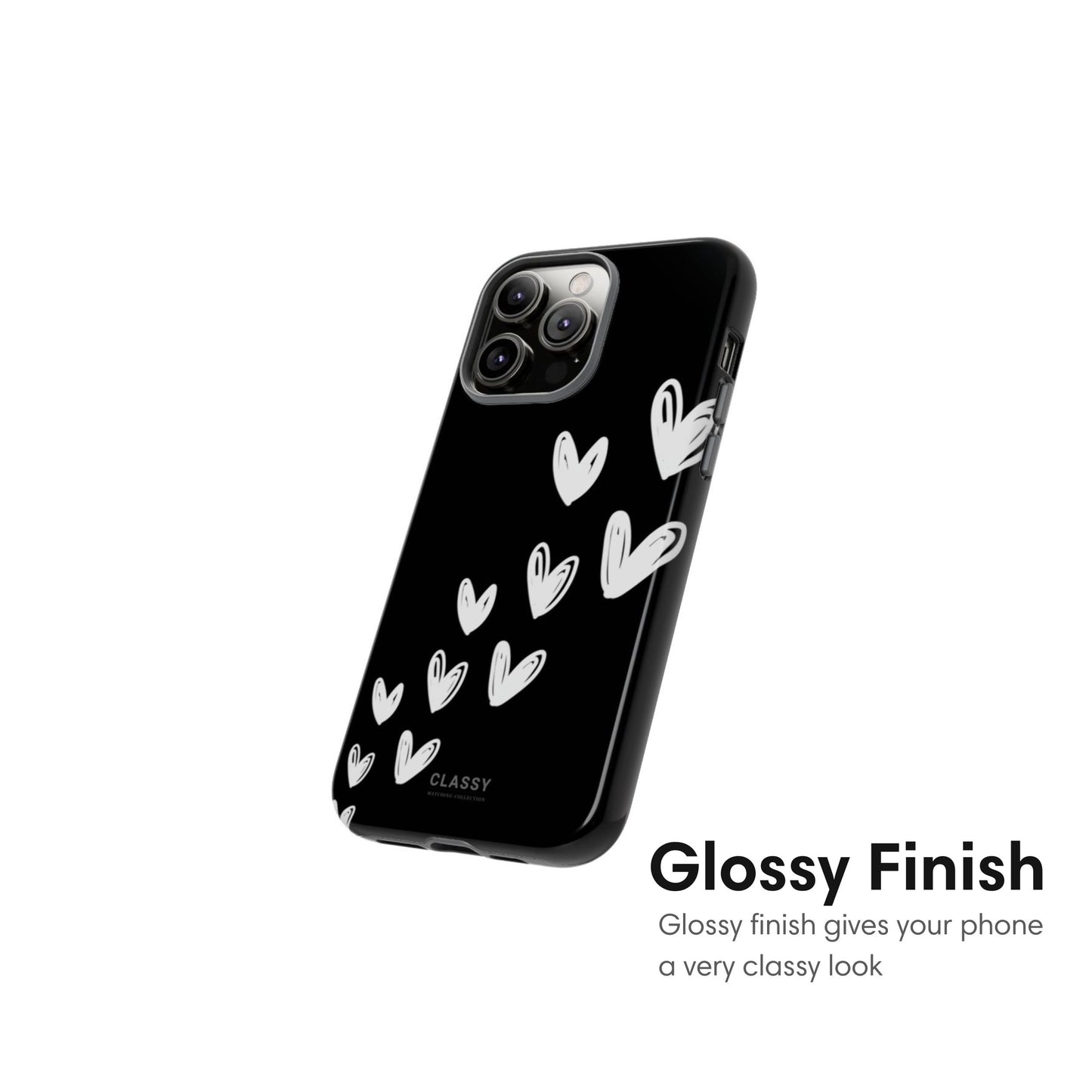 Little Hearts Couple Tough Case - Black glossy